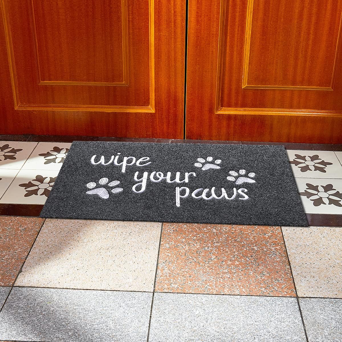 Welcome Door Mats for Entrance Funny Door Mat Wipe Your Paws Floor Mat, Welcome Mats for Front Door Indoor Non Slip Backing Rubber Mat for Outside Dog Doormat Grey