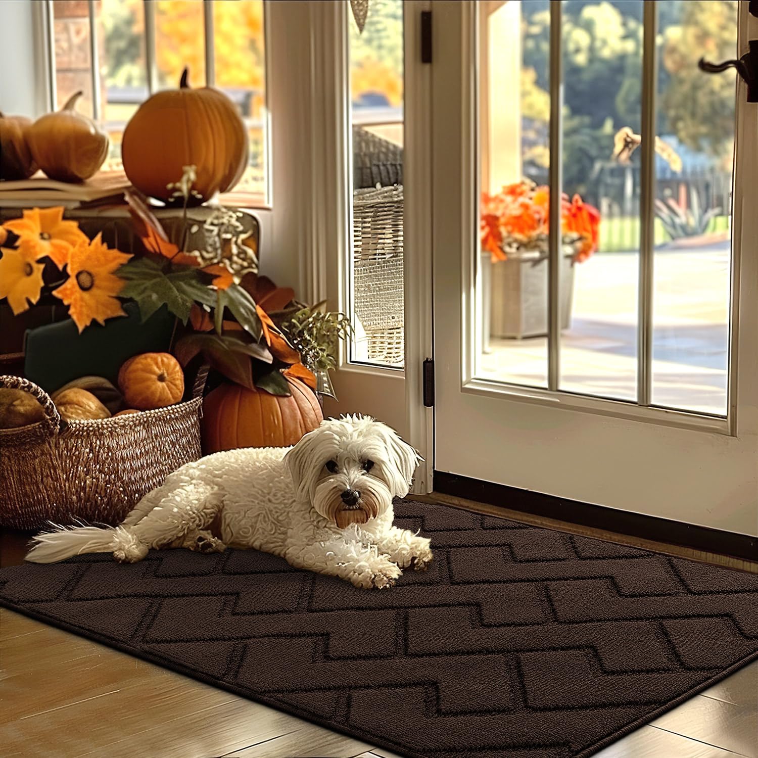 hicorfe Indoor Doormat,Front Back Door Mat Rubber Backing Non Slip Door Mats 24"x35" Absorbent Resist Dirt Entrance Doormat Inside Floor Mats for Entryway Washable Low-Profile (Navy Blue)