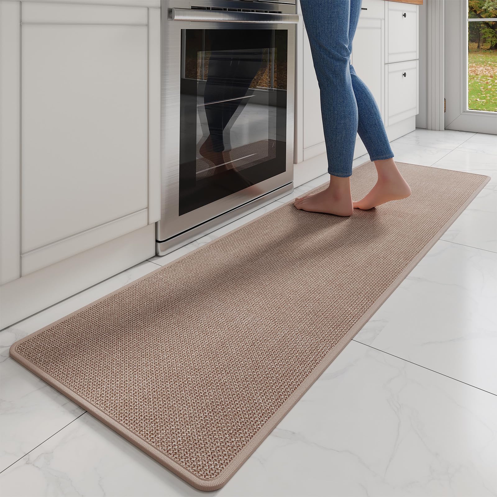YDKGL Water Absorbent Runner Rugs for Kitchen, Kitchen Mat in Front of Sink, Oil Absorbent Kitchen Mats for Floor,Non-Slip Kitchen Rugs,Durable Kitchen Mats，17x30 Gray Kitchen Rugs,