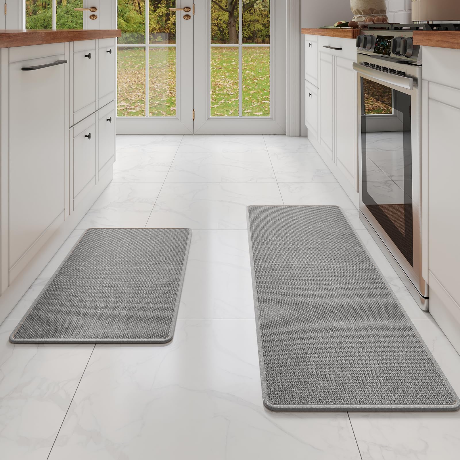 YDKGL Water Absorbent Runner Rugs for Kitchen, Kitchen Mat in Front of Sink, Oil Absorbent Kitchen Mats for Floor,Non-Slip Kitchen Rugs,Durable Kitchen Mats，17x30 Gray Kitchen Rugs,