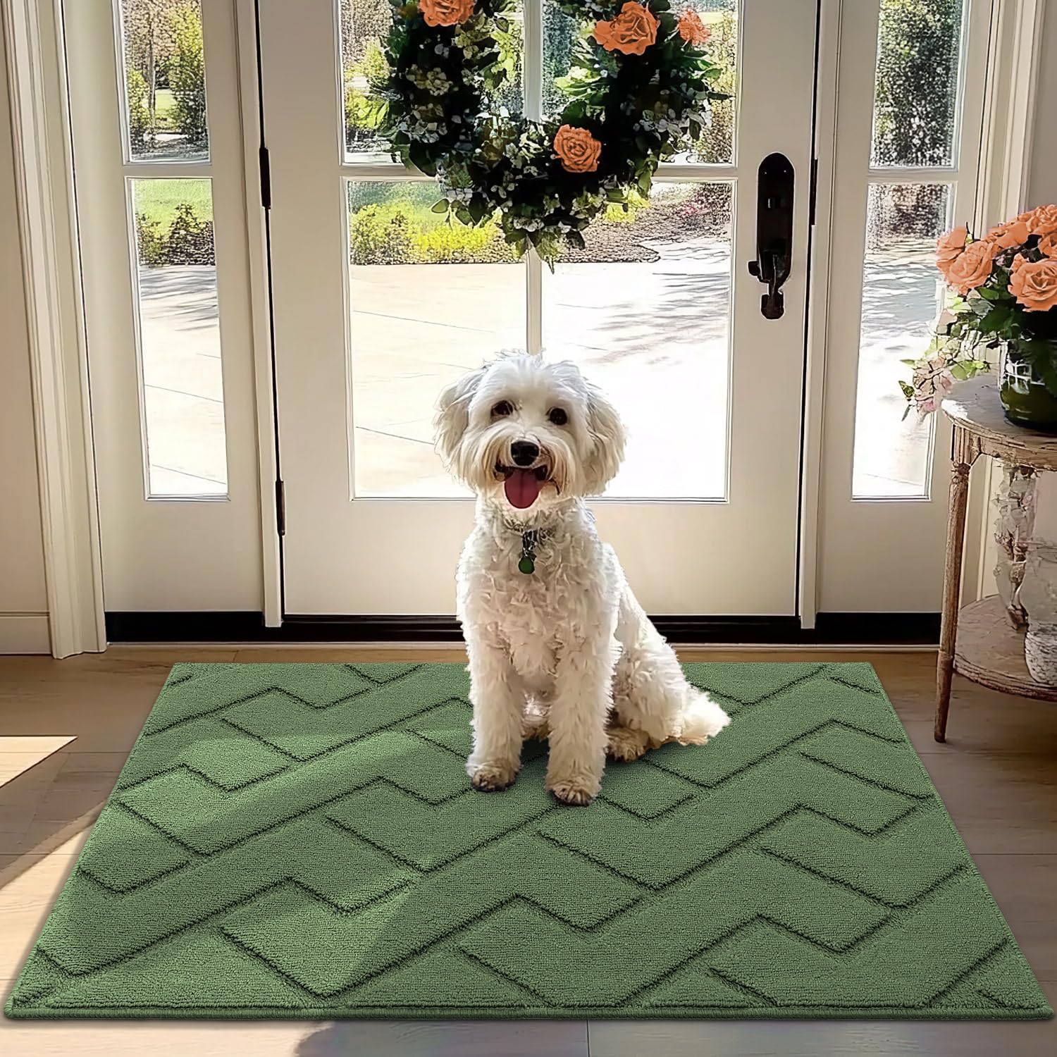hicorfe Indoor Doormat,Front Back Door Mat Rubber Backing Non Slip Door Mats 24"x35" Absorbent Resist Dirt Entrance Doormat Inside Floor Mats for Entryway Washable Low-Profile (Navy Blue)