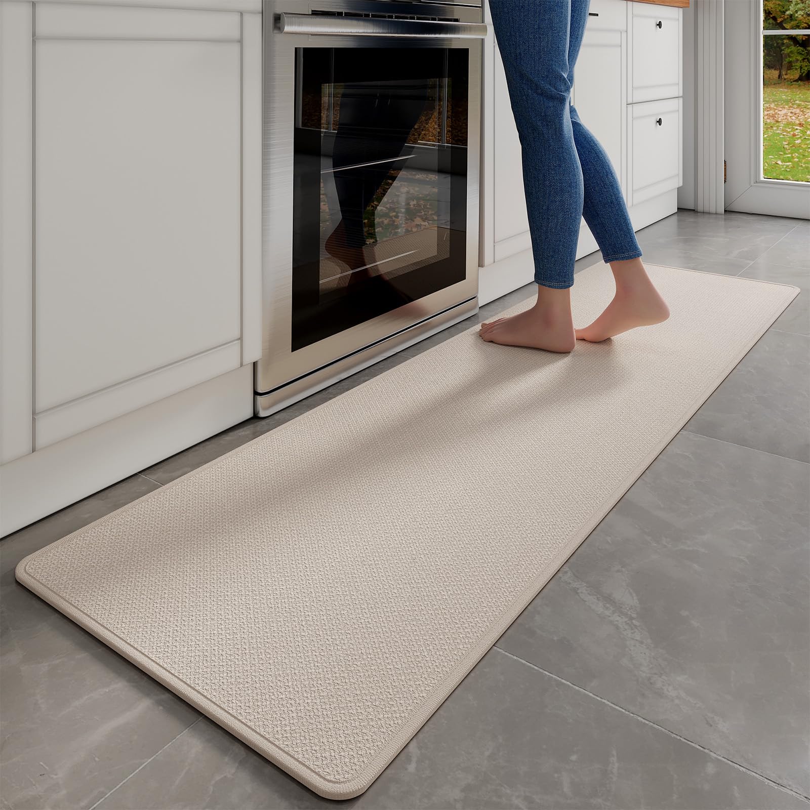 YDKGL Water Absorbent Runner Rugs for Kitchen, Kitchen Mat in Front of Sink, Oil Absorbent Kitchen Mats for Floor,Non-Slip Kitchen Rugs,Durable Kitchen Mats，17x30 Gray Kitchen Rugs,
