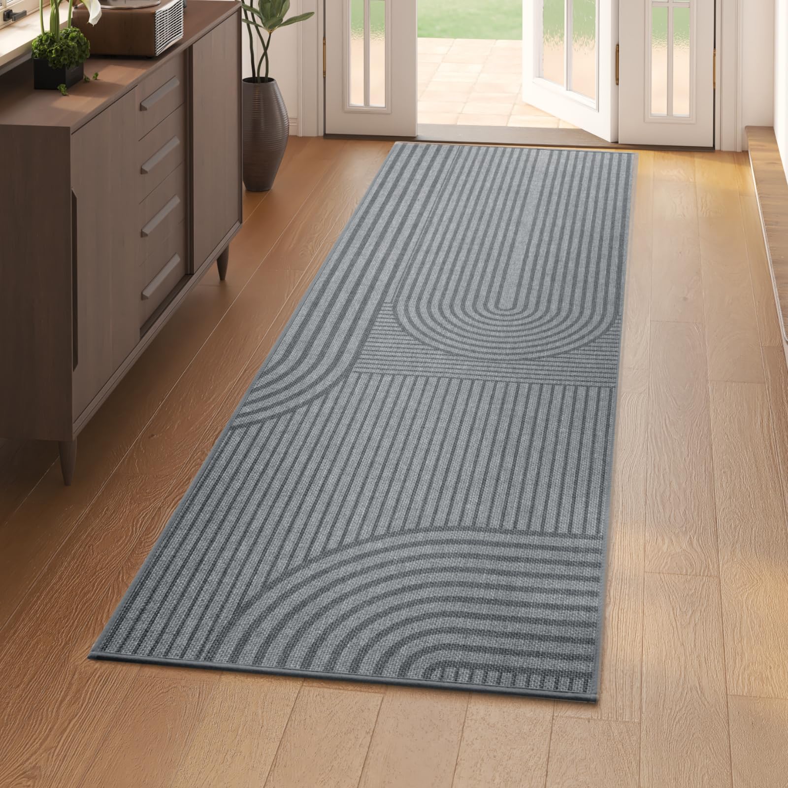 Front Door Mat 17''x30'', Absorbent Dirt Resist Washable Non Slip Low-Profile Indoor Doormat, Easy Clean Welcome Entryway Door Mats, Brown
