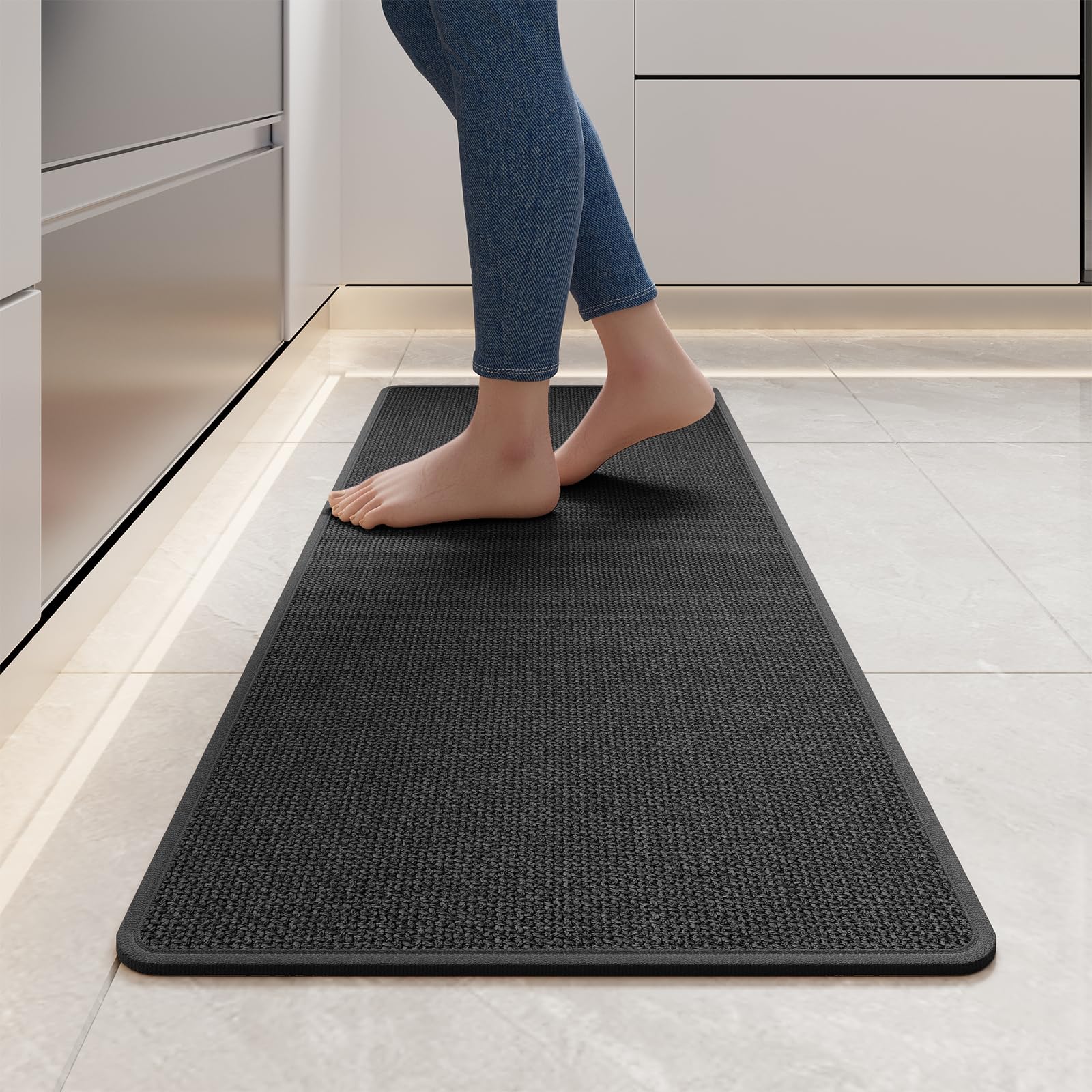YDKGL Water Absorbent Runner Rugs for Kitchen, Kitchen Mat in Front of Sink, Oil Absorbent Kitchen Mats for Floor,Non-Slip Kitchen Rugs,Durable Kitchen Mats，17x30 Gray Kitchen Rugs,