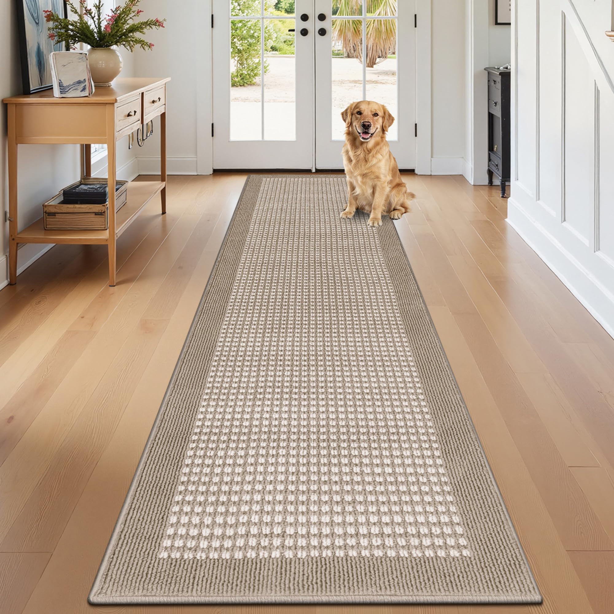 Ileading Indoor Door Mat 3x5ft Absorbent Dog Mats for Muddy Paws,Machine Washable Small Living Room Area Rug with Non-Slip Rubber Backing Low-Profile Inside Carpet for Hallway,Kitchen
