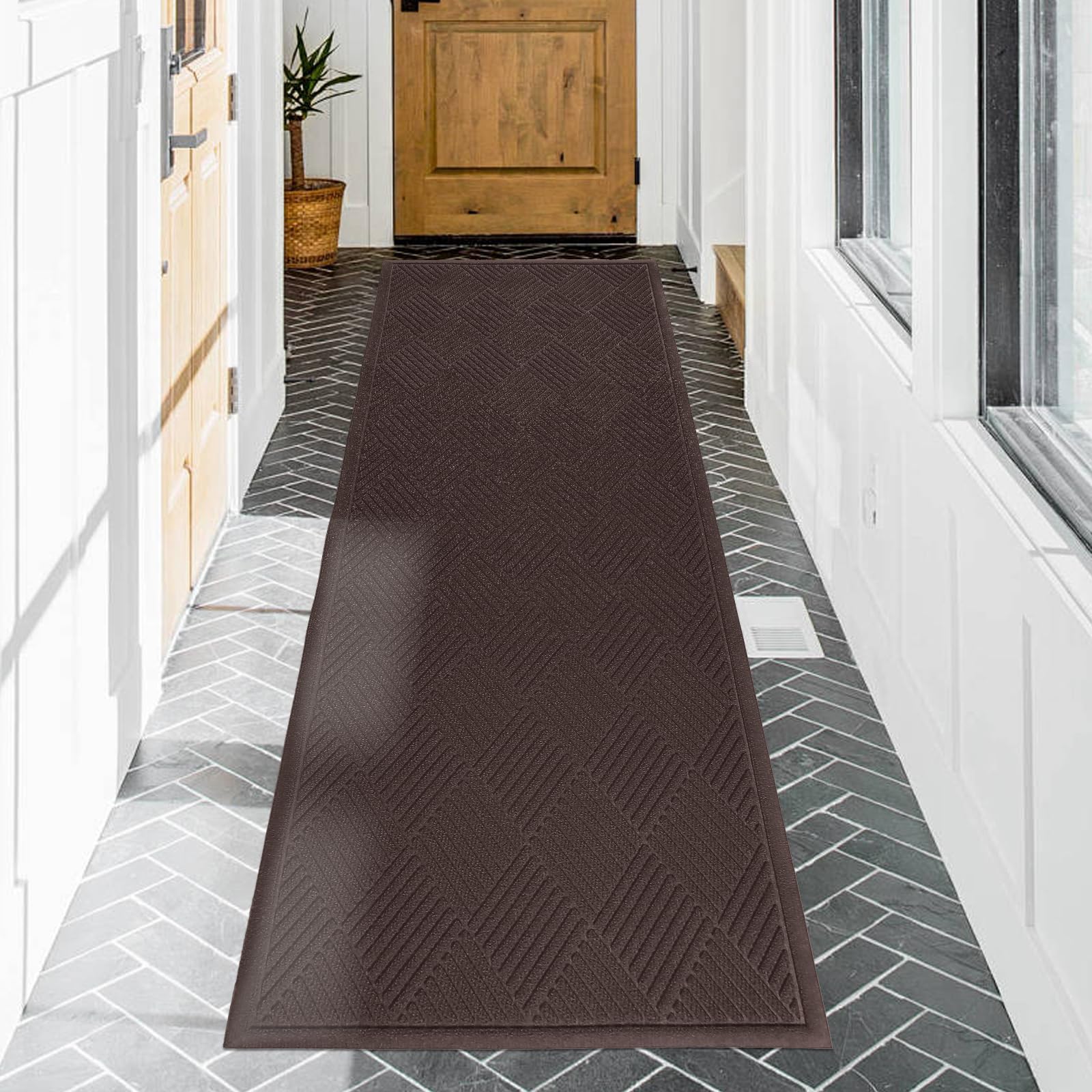 HIYARD Sturdy Front Door Mat, Absorbent Muddy Dirt Resist Welcome Door Mats Outdoor Indoor, Stain and Fade Resistant, Non-Slip Rubber Backing Low Profile Doormat for Entryway, 30×17, Beige