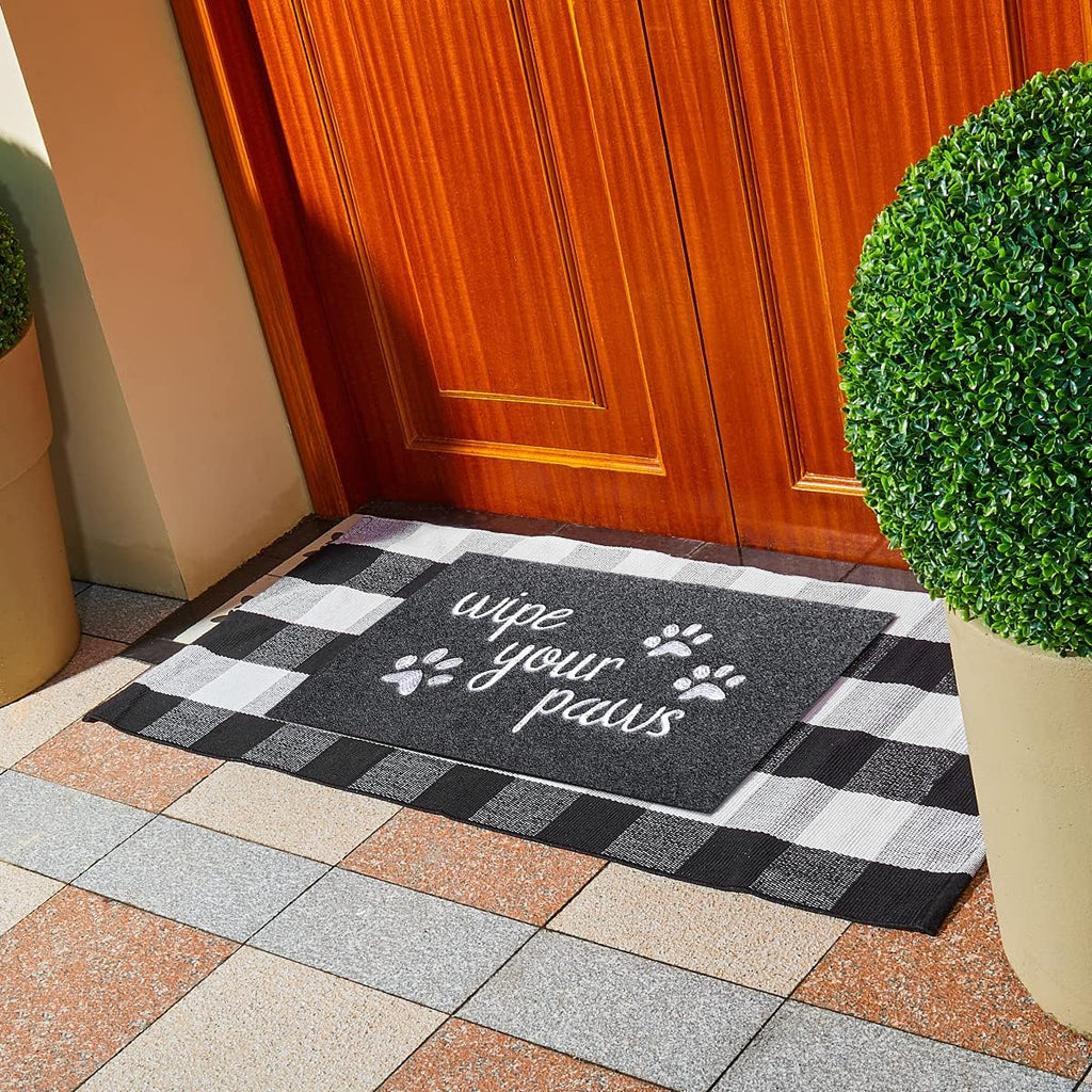 Welcome Door Mats for Entrance Funny Door Mat Wipe Your Paws Floor Mat, Welcome Mats for Front Door Indoor Non Slip Backing Rubber Mat for Outside Dog Doormat Grey