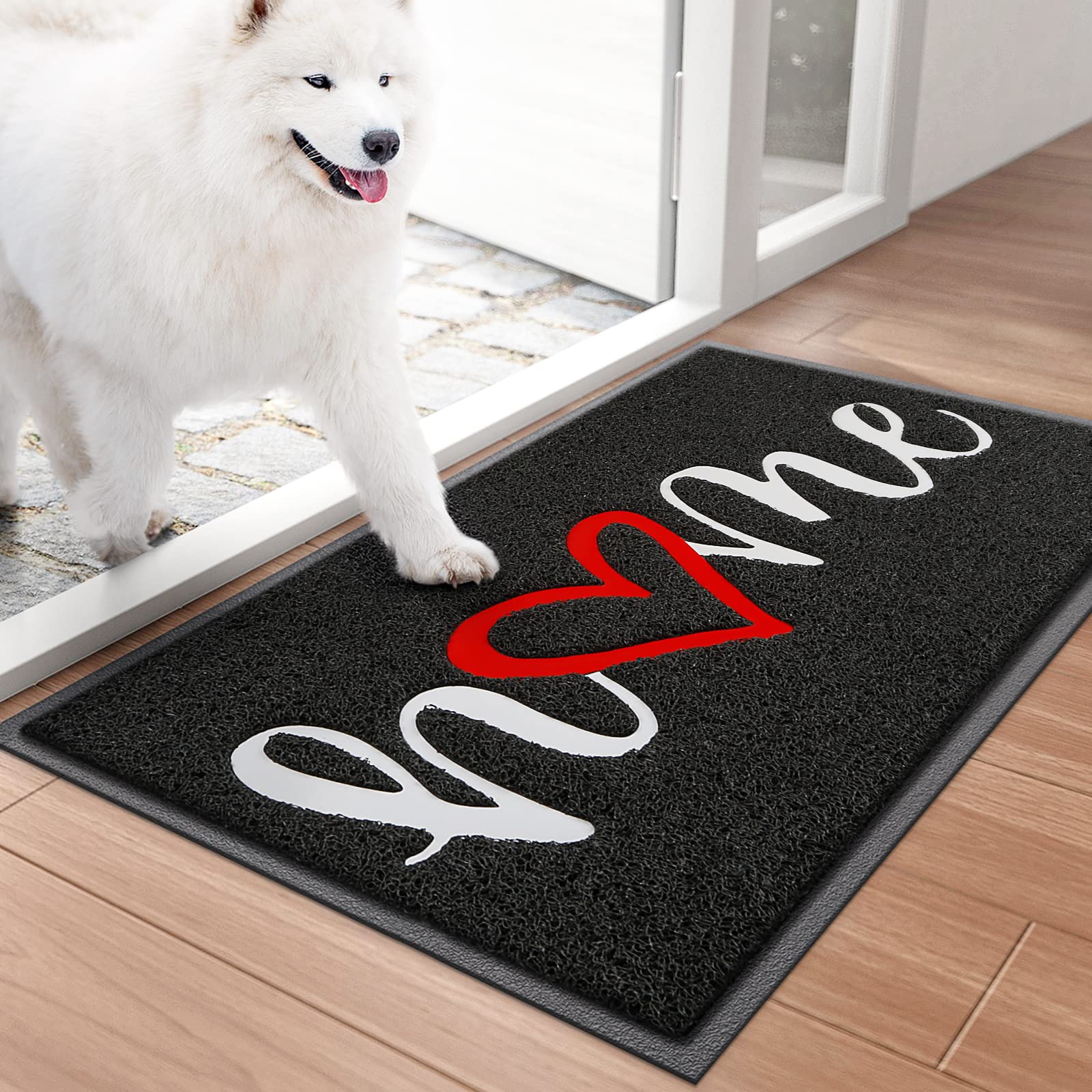 BeneathYourFeet Door Mat (30"x17.5",Black), Welcome Mat Low Profile Front Doormat Floor Mat Non Slip Rugs for Entryway, Patio, High Traffic Areas