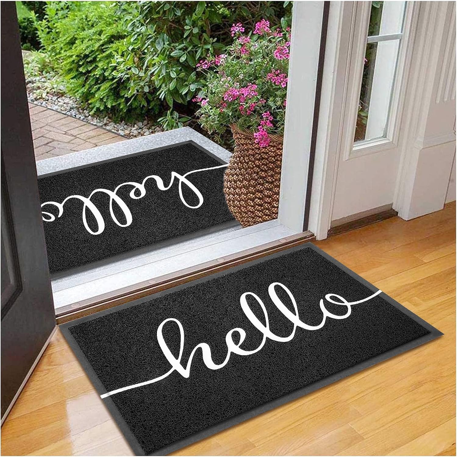 EARTHALL Door Mat Outside Inside Home Doormat, 30"x17.5", Durable Floor Mat Non Slip Mat Ultra Absorb Mud Easy Clean Front Doormat for Garage, Entryway, Patio, High Traffic Areas, Black
