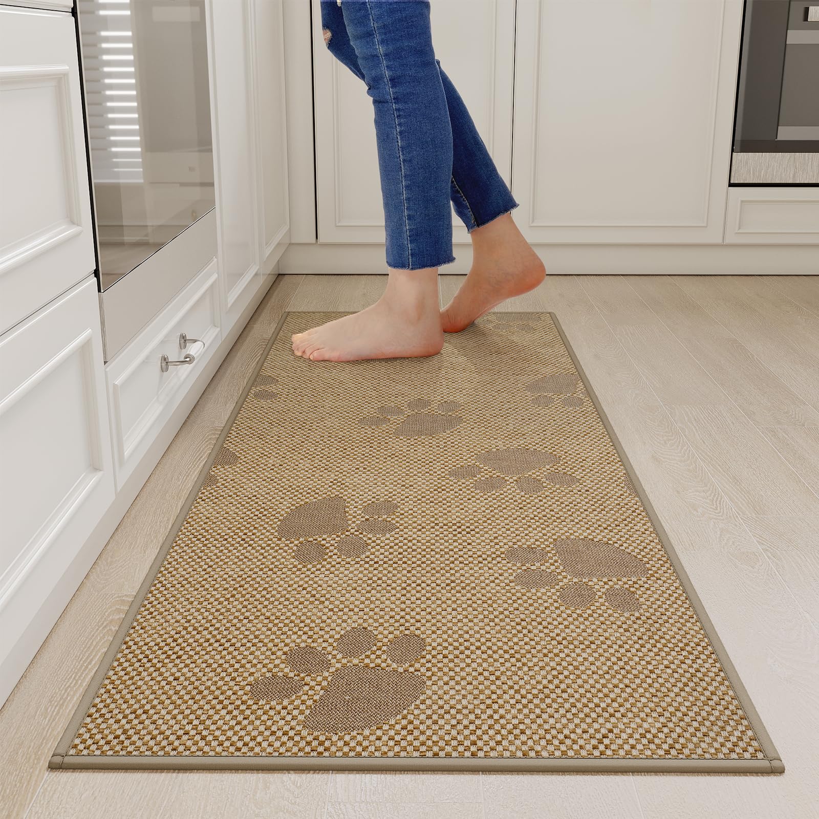 YDKGL Water Absorbent Runner Rugs for Kitchen, Kitchen Mat in Front of Sink, Oil Absorbent Kitchen Mats for Floor,Non-Slip Kitchen Rugs,Durable Kitchen Mats，17x30 Gray Kitchen Rugs,