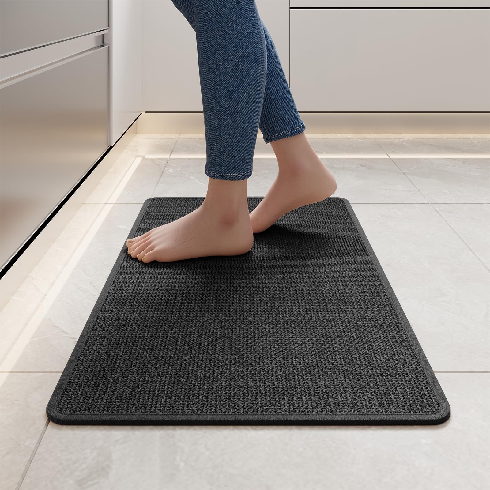 YDKGL Water Absorbent Runner Rugs for Kitchen, Kitchen Mat in Front of Sink, Oil Absorbent Kitchen Mats for Floor,Non-Slip Kitchen Rugs,Durable Kitchen Mats，17x30 Gray Kitchen Rugs,