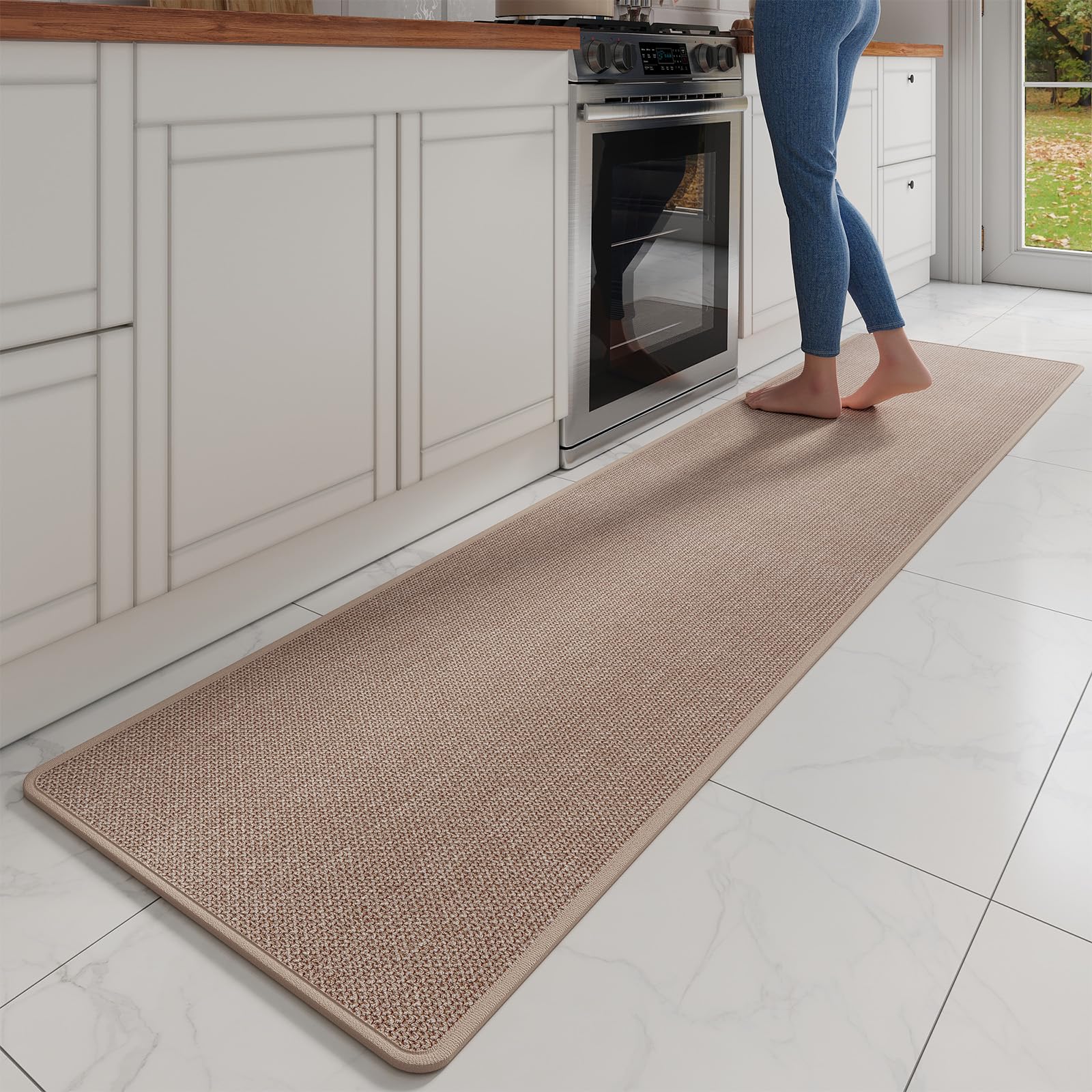YDKGL Water Absorbent Runner Rugs for Kitchen, Kitchen Mat in Front of Sink, Oil Absorbent Kitchen Mats for Floor,Non-Slip Kitchen Rugs,Durable Kitchen Mats，17x30 Gray Kitchen Rugs,