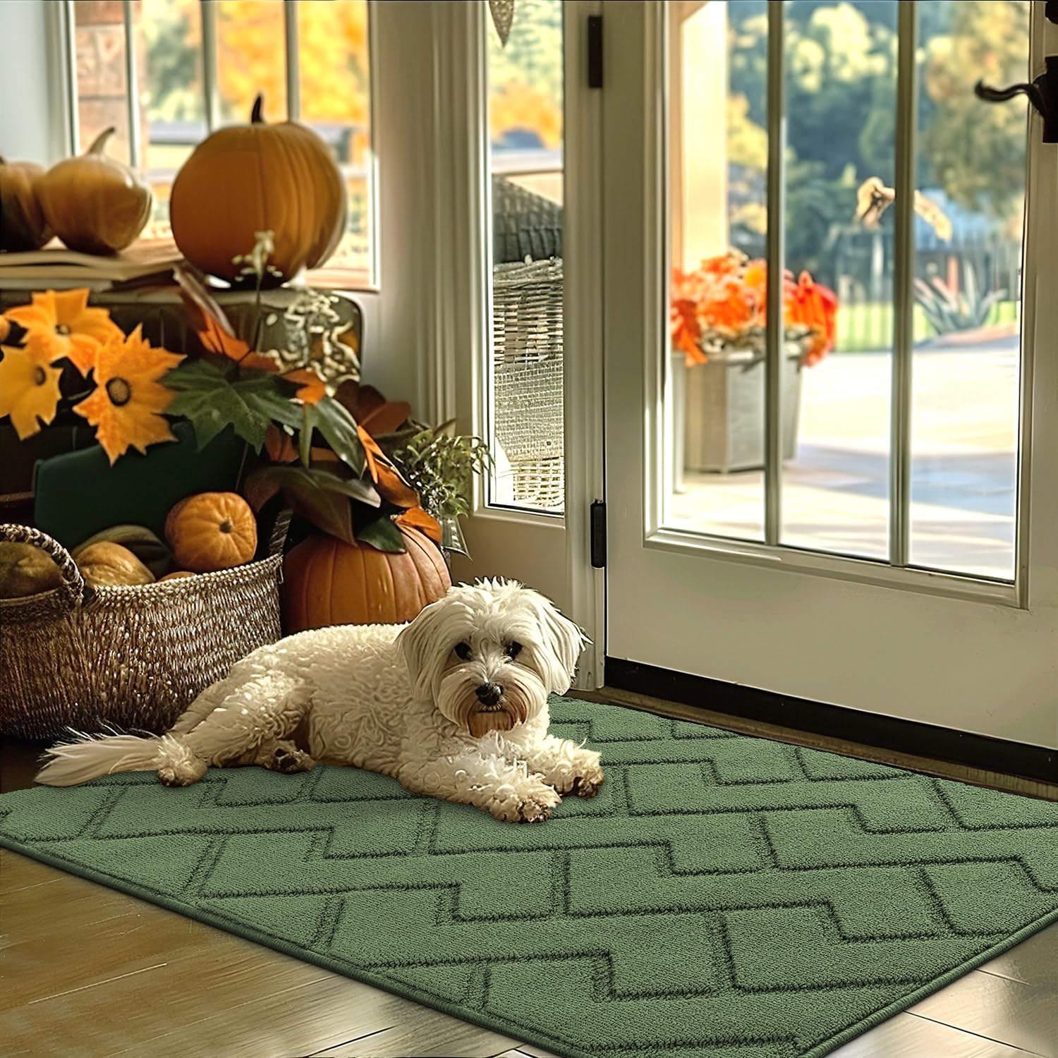 hicorfe Indoor Doormat,Front Back Door Mat Rubber Backing Non Slip Door Mats 24"x35" Absorbent Resist Dirt Entrance Doormat Inside Floor Mats for Entryway Washable Low-Profile (Navy Blue)