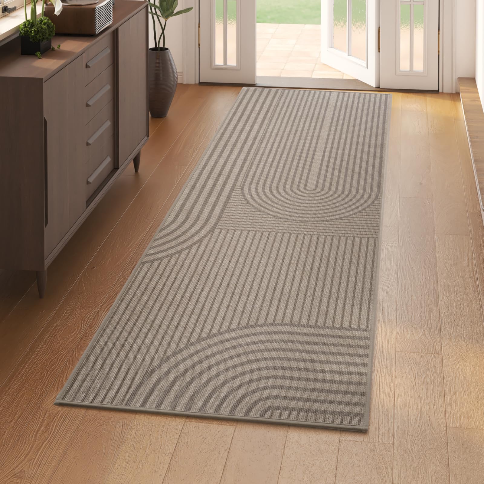 Front Door Mat 17''x30'', Absorbent Dirt Resist Washable Non Slip Low-Profile Indoor Doormat, Easy Clean Welcome Entryway Door Mats, Brown