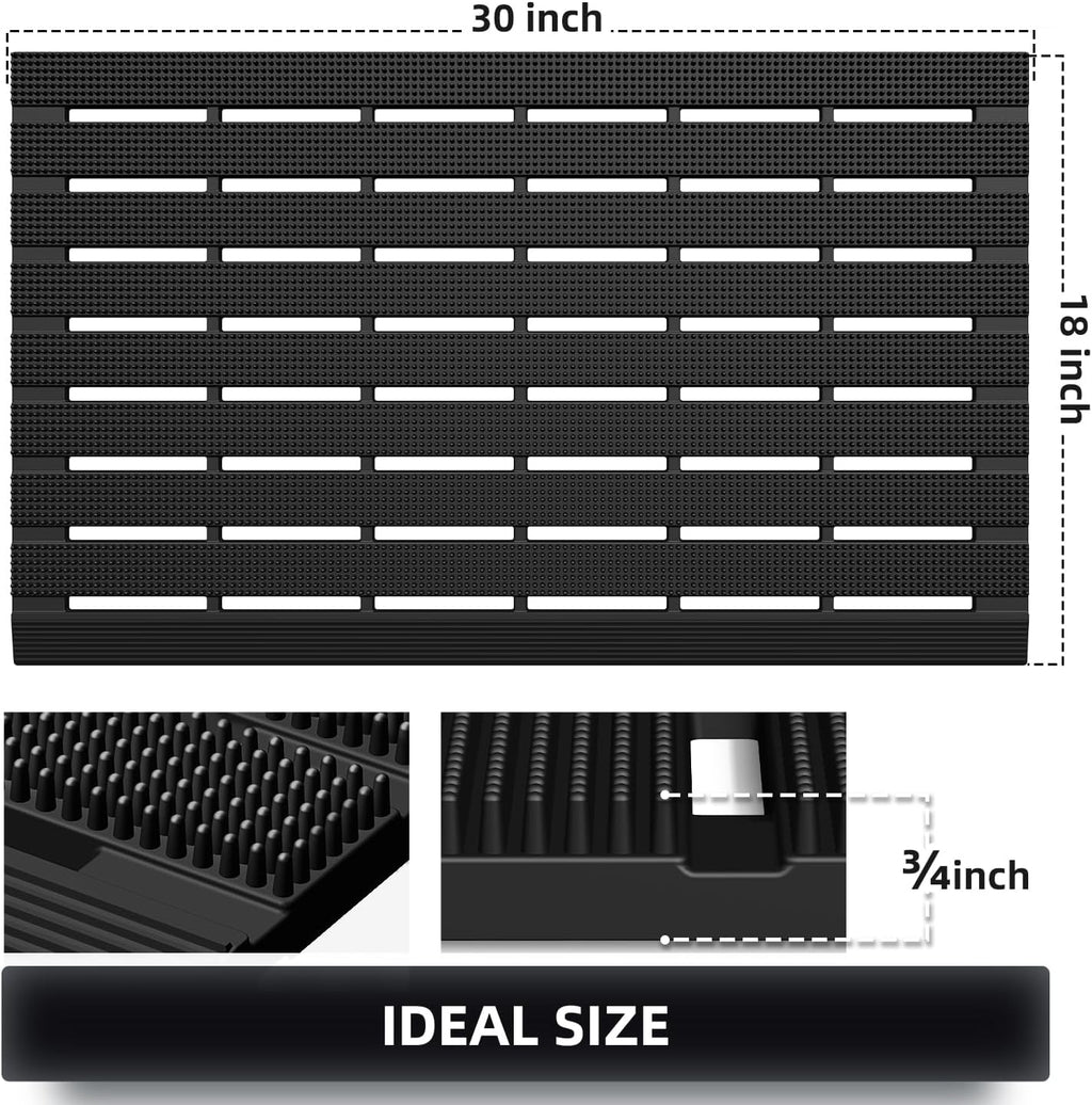 MATALL Heavy Duty Outdoor Mat - 18 x 30 Inches Non-Slip Drainage Floor Mat for All Weather Garage Pool Home Entry Indoor Mud Mat