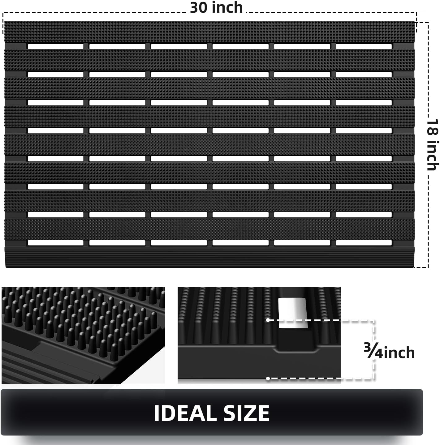 MATALL Heavy Duty Outdoor Mat - 18 x 30 Inches Non-Slip Drainage Floor Mat for All Weather Garage Pool Home Entry Indoor Mud Mat