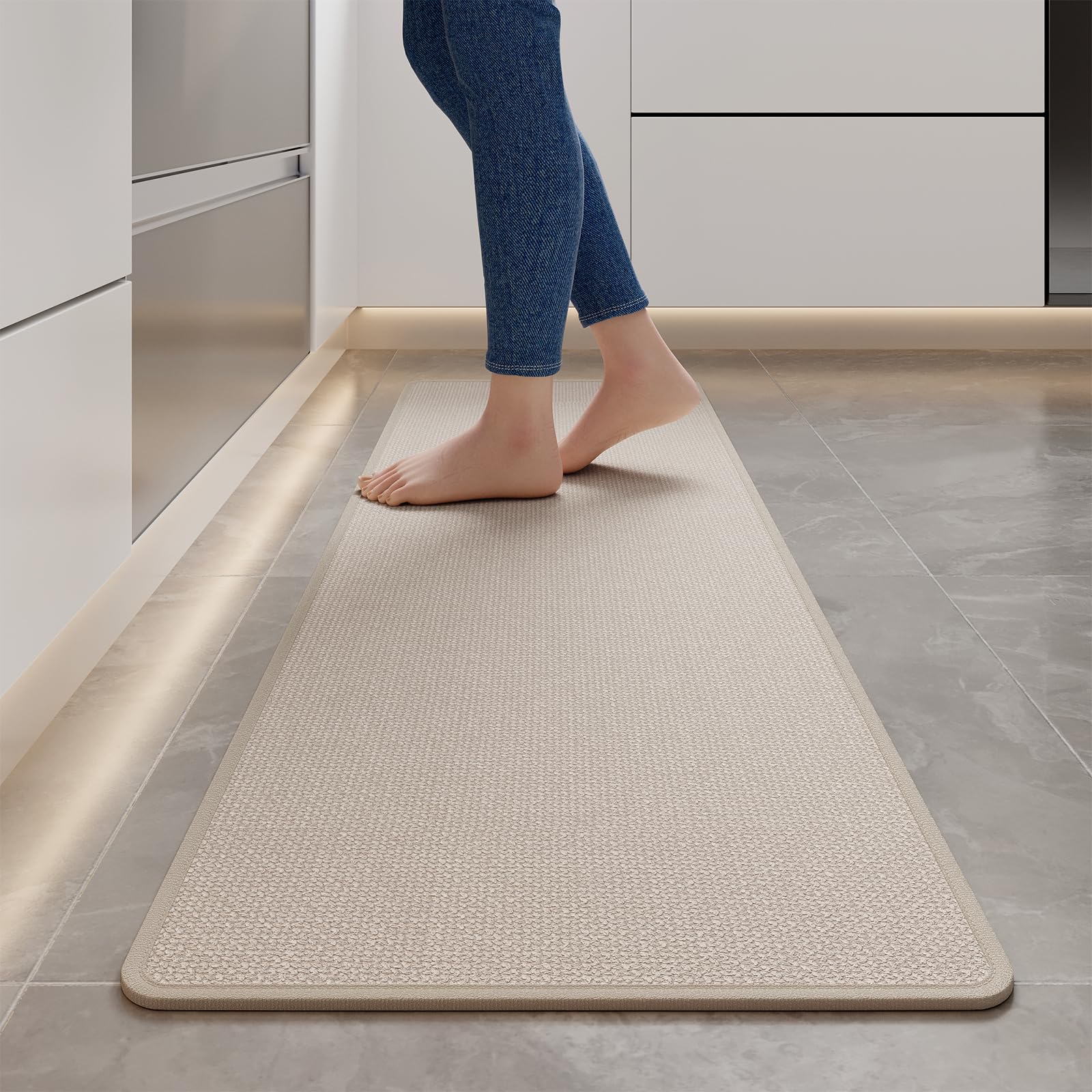 YDKGL Water Absorbent Runner Rugs for Kitchen, Kitchen Mat in Front of Sink, Oil Absorbent Kitchen Mats for Floor,Non-Slip Kitchen Rugs,Durable Kitchen Mats，17x30 Gray Kitchen Rugs,