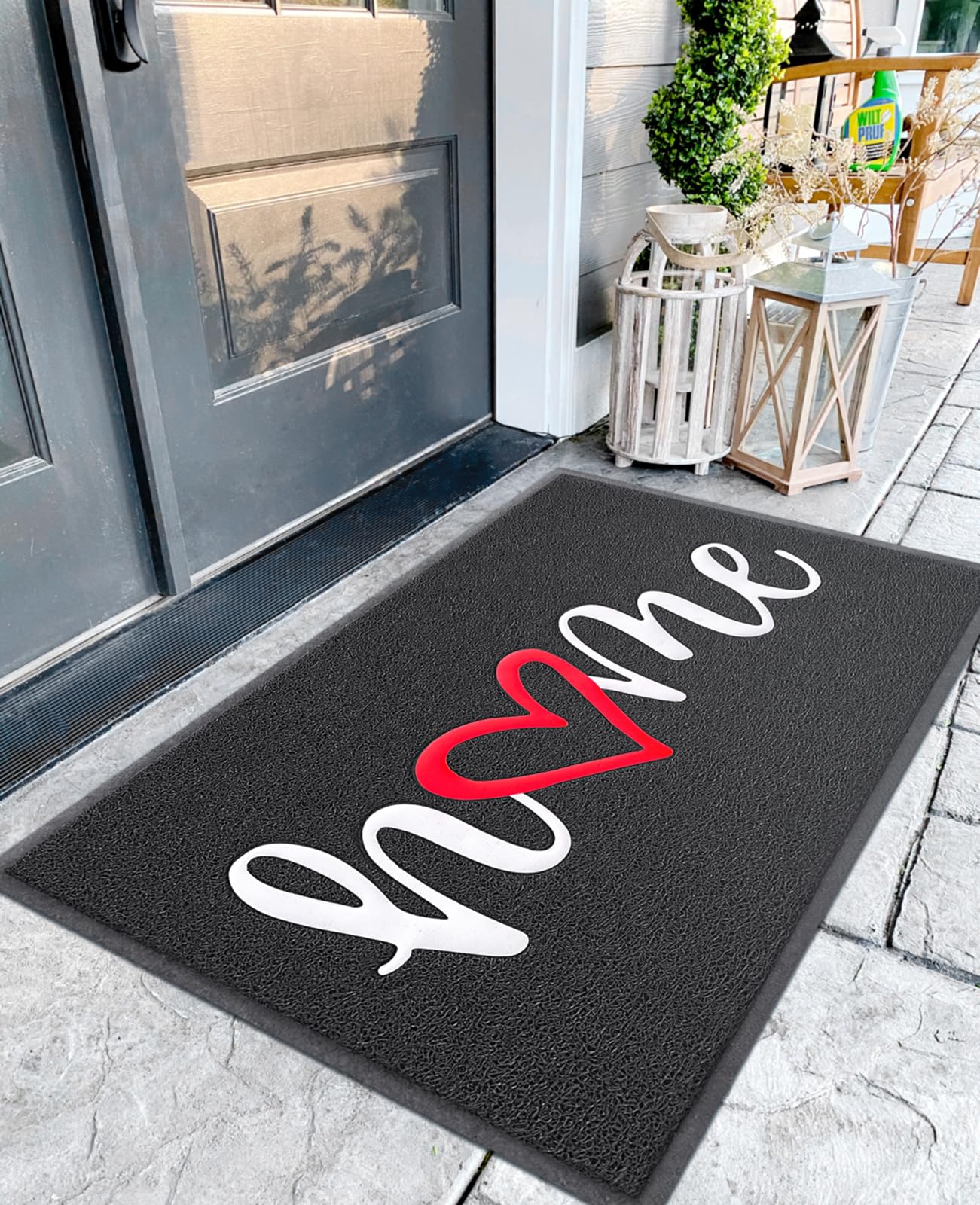 EARTHALL Door Mat Outside Inside Home Doormat, 30"x17.5", Durable Floor Mat Non Slip Mat Ultra Absorb Mud Easy Clean Front Doormat for Garage, Entryway, Patio, High Traffic Areas, Black