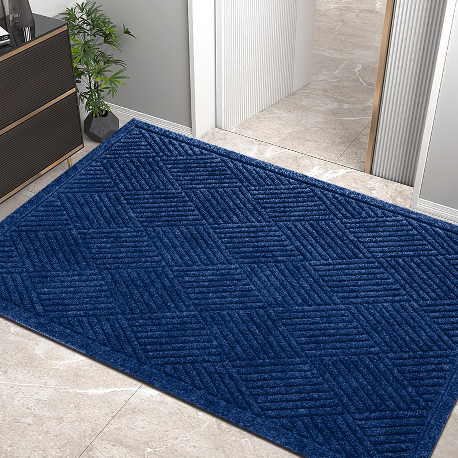 HIYARD Sturdy Front Door Mat, Absorbent Muddy Dirt Resist Welcome Door Mats Outdoor Indoor, Stain and Fade Resistant, Non-Slip Rubber Backing Low Profile Doormat for Entryway, 30×17, Beige