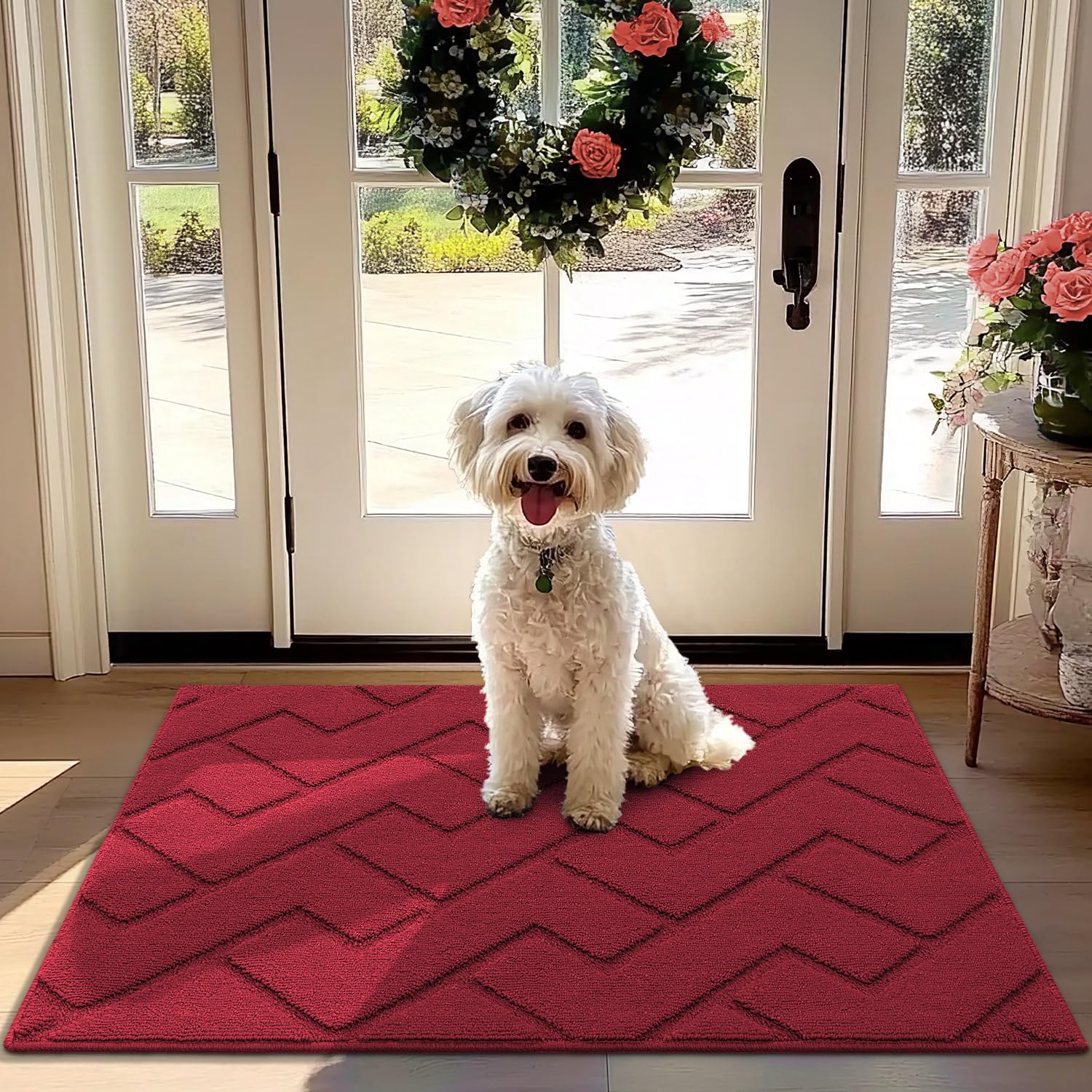hicorfe Indoor Doormat,Front Back Door Mat Rubber Backing Non Slip Door Mats 24"x35" Absorbent Resist Dirt Entrance Doormat Inside Floor Mats for Entryway Washable Low-Profile (Navy Blue)