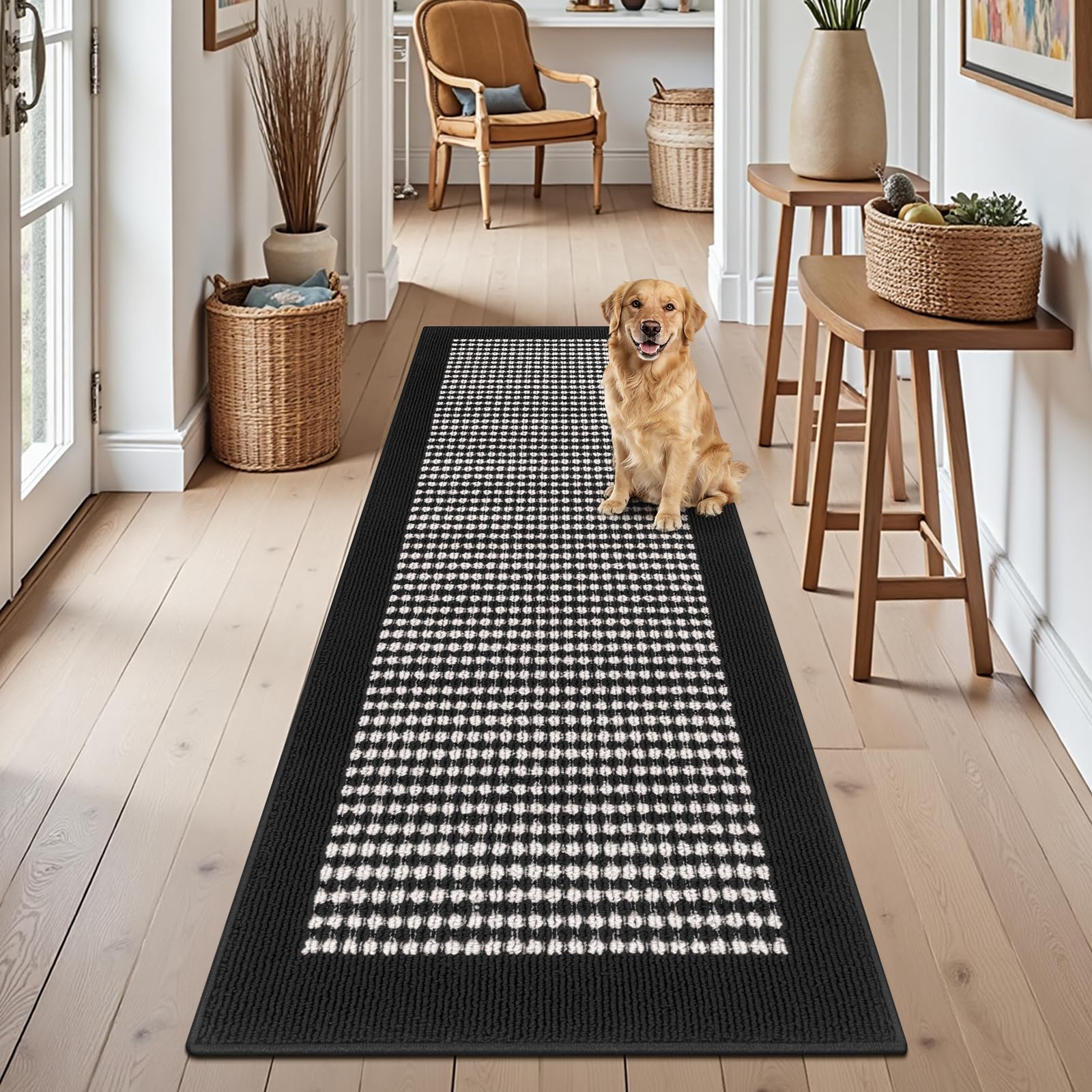 Ileading Indoor Door Mat 3x5ft Absorbent Dog Mats for Muddy Paws,Machine Washable Small Living Room Area Rug with Non-Slip Rubber Backing Low-Profile Inside Carpet for Hallway,Kitchen