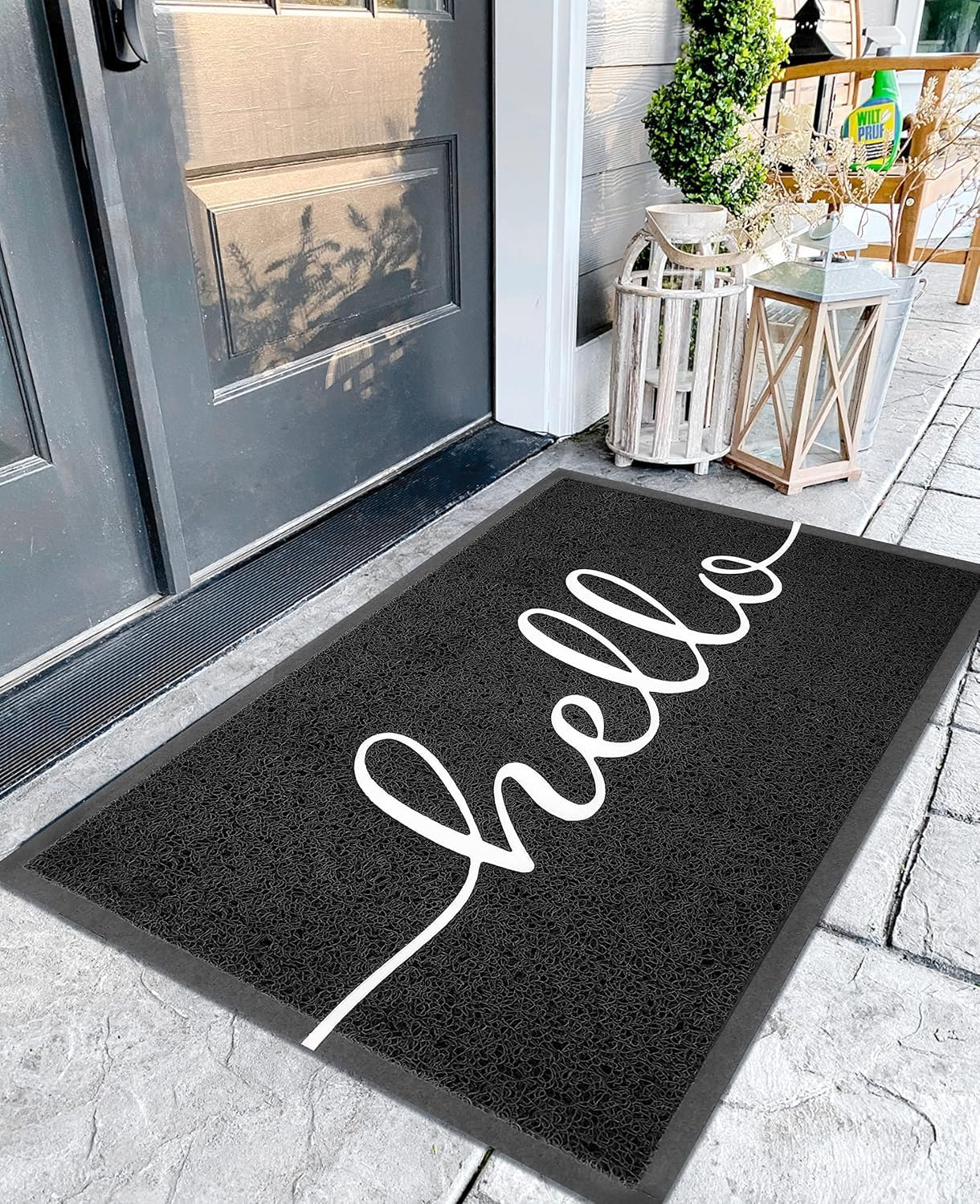 EARTHALL Door Mat Outside Inside Home Doormat, 30"x17.5", Durable Floor Mat Non Slip Mat Ultra Absorb Mud Easy Clean Front Doormat for Garage, Entryway, Patio, High Traffic Areas, Black