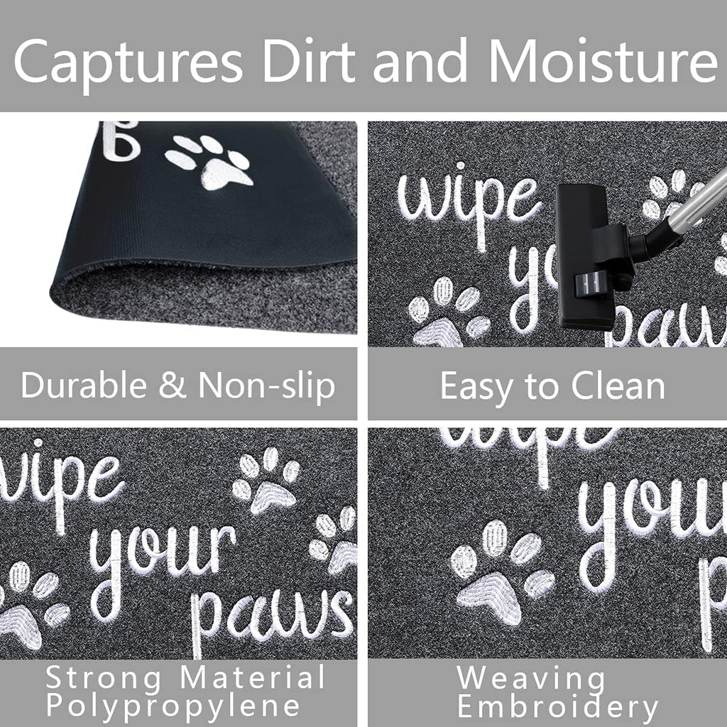 Welcome Door Mats for Entrance Funny Door Mat Wipe Your Paws Floor Mat, Welcome Mats for Front Door Indoor Non Slip Backing Rubber Mat for Outside Dog Doormat Grey