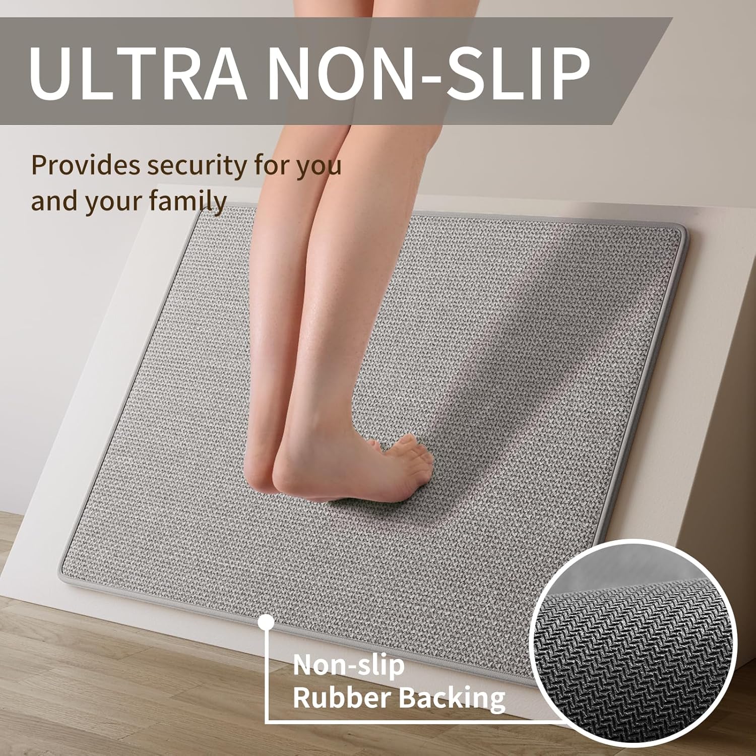 YDKGL Water Absorbent Runner Rugs for Kitchen, Kitchen Mat in Front of Sink, Oil Absorbent Kitchen Mats for Floor,Non-Slip Kitchen Rugs,Durable Kitchen Mats，17x30 Gray Kitchen Rugs,