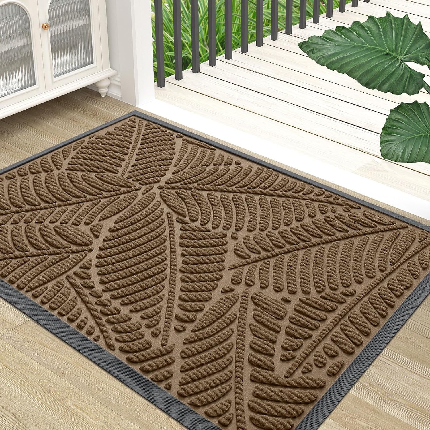 Colorxy Waterproof Doormat, Sturdy Natural Rubber Front Indoor Mat, Non Slip Low Profile Indoor Outdoor Door Mats, Stain and Fade Resistant Floor Mat, Easy Clean Patio Entrance Mat, 30''x17'', Black