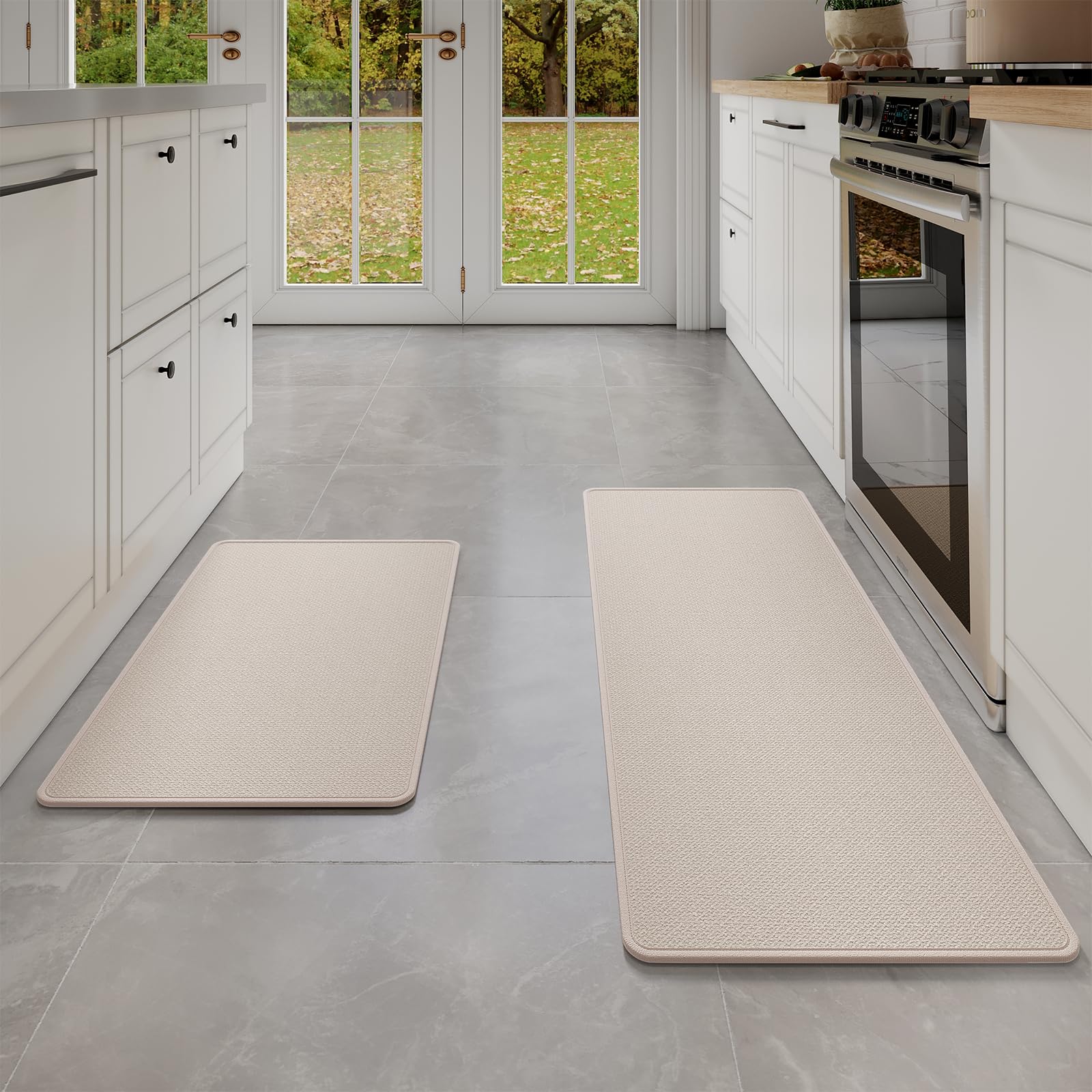 YDKGL Water Absorbent Runner Rugs for Kitchen, Kitchen Mat in Front of Sink, Oil Absorbent Kitchen Mats for Floor,Non-Slip Kitchen Rugs,Durable Kitchen Mats，17x30 Gray Kitchen Rugs,