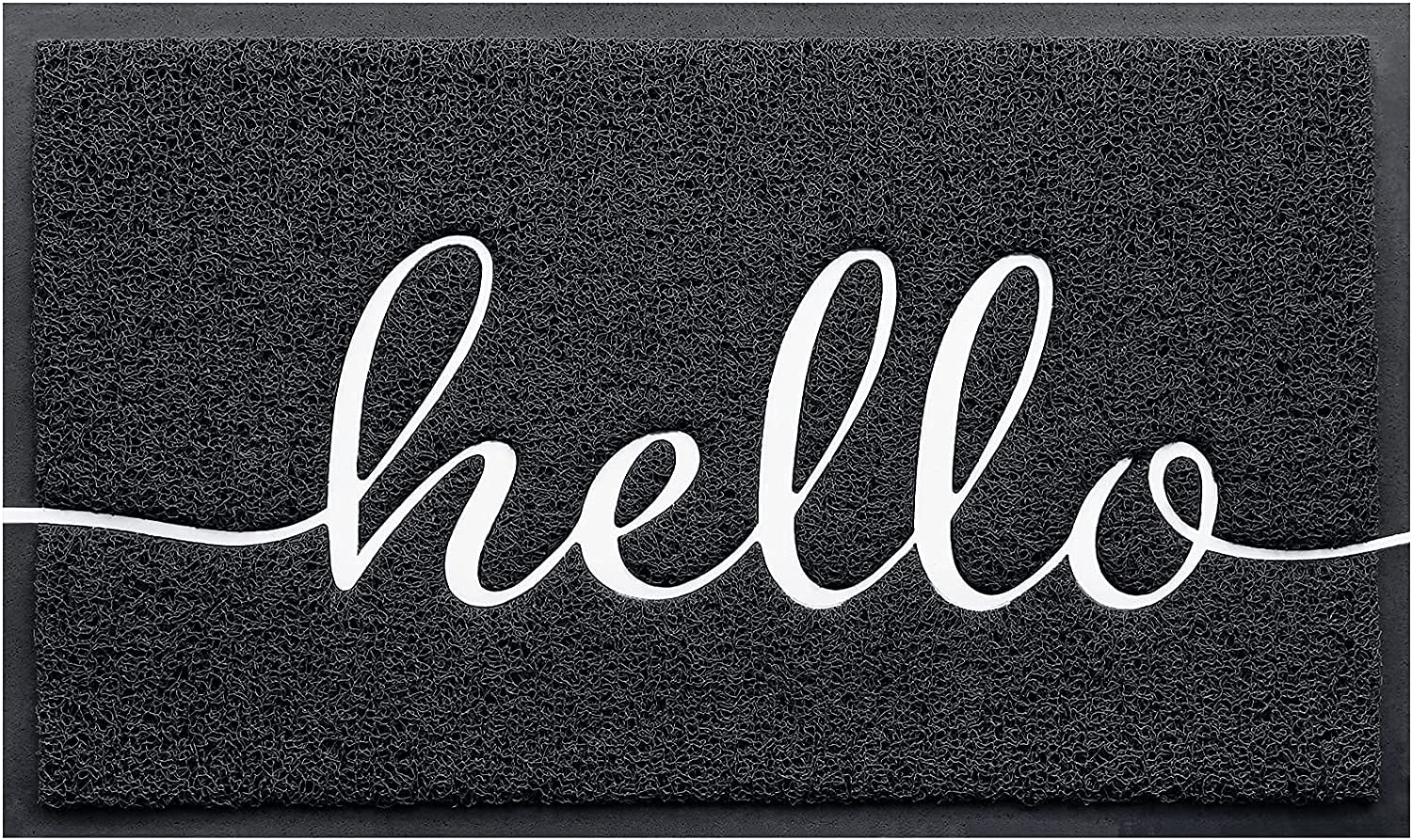 CozyBounty Black Door Mat Welcome Mats Outdoor Indoor Non-Slip Doormat for Entryway Low-Profile Floor Mat for Yard, Garage, High Traffic Areas (30"x17.5", Black)