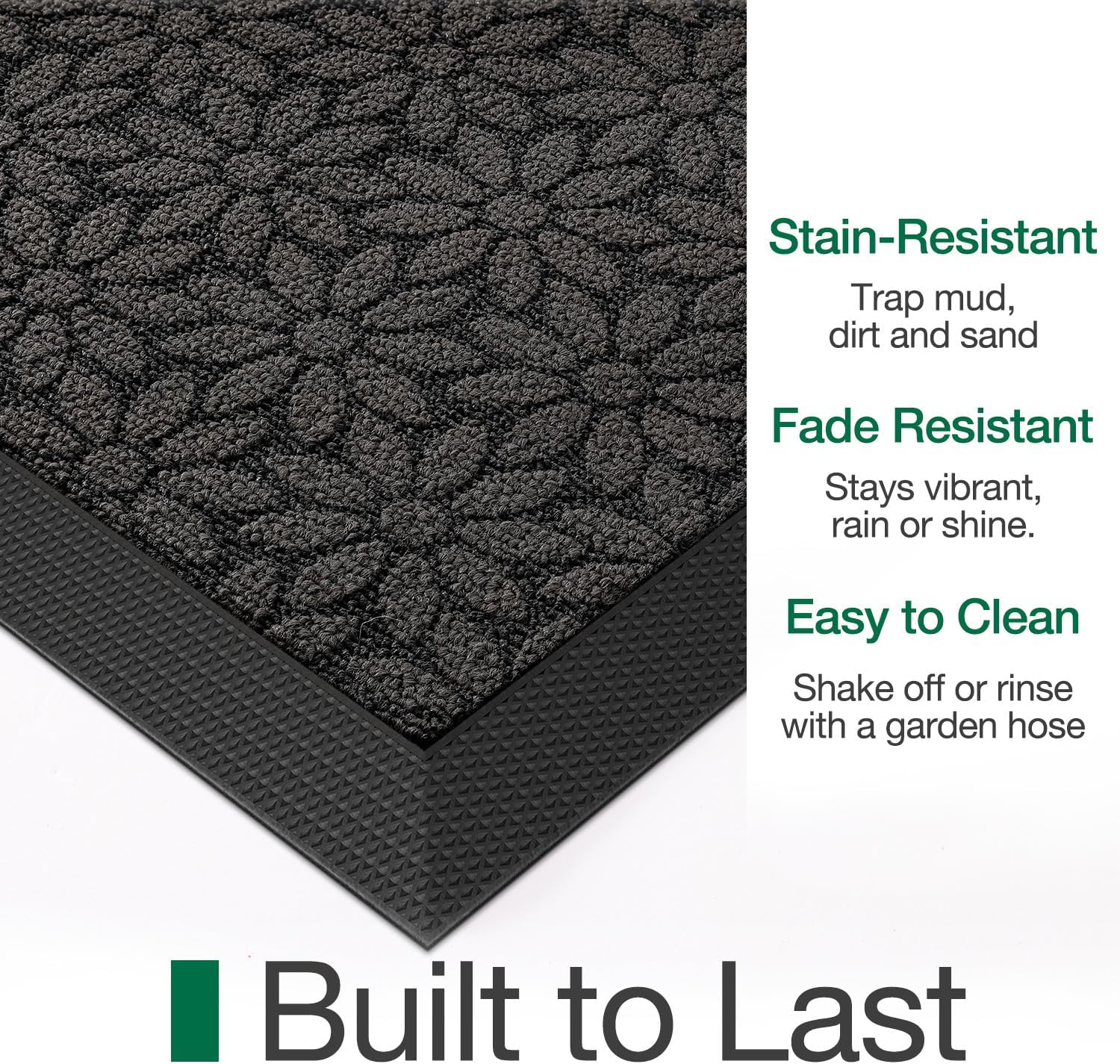LUMI Premium Front Door Mat 20"x32", Non-Slip Heavy Duty Rubber Welcome Mats, Embroidered Tree Dirt Trapper Doormat for Indoor Outdoor Entryway, Porch, Patio, Grey Gold Daisy