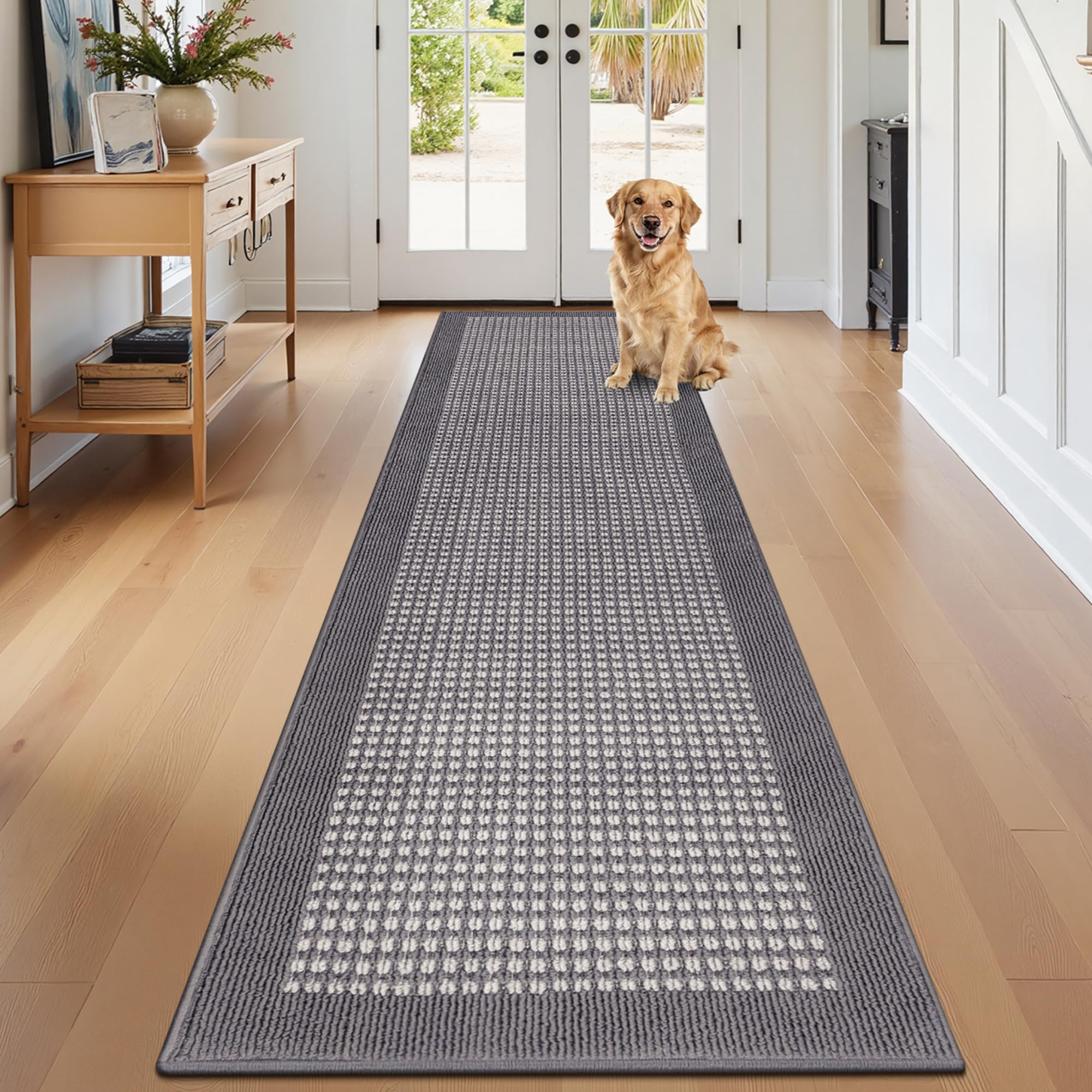 Ileading Indoor Door Mat 3x5ft Absorbent Dog Mats for Muddy Paws,Machine Washable Small Living Room Area Rug with Non-Slip Rubber Backing Low-Profile Inside Carpet for Hallway,Kitchen