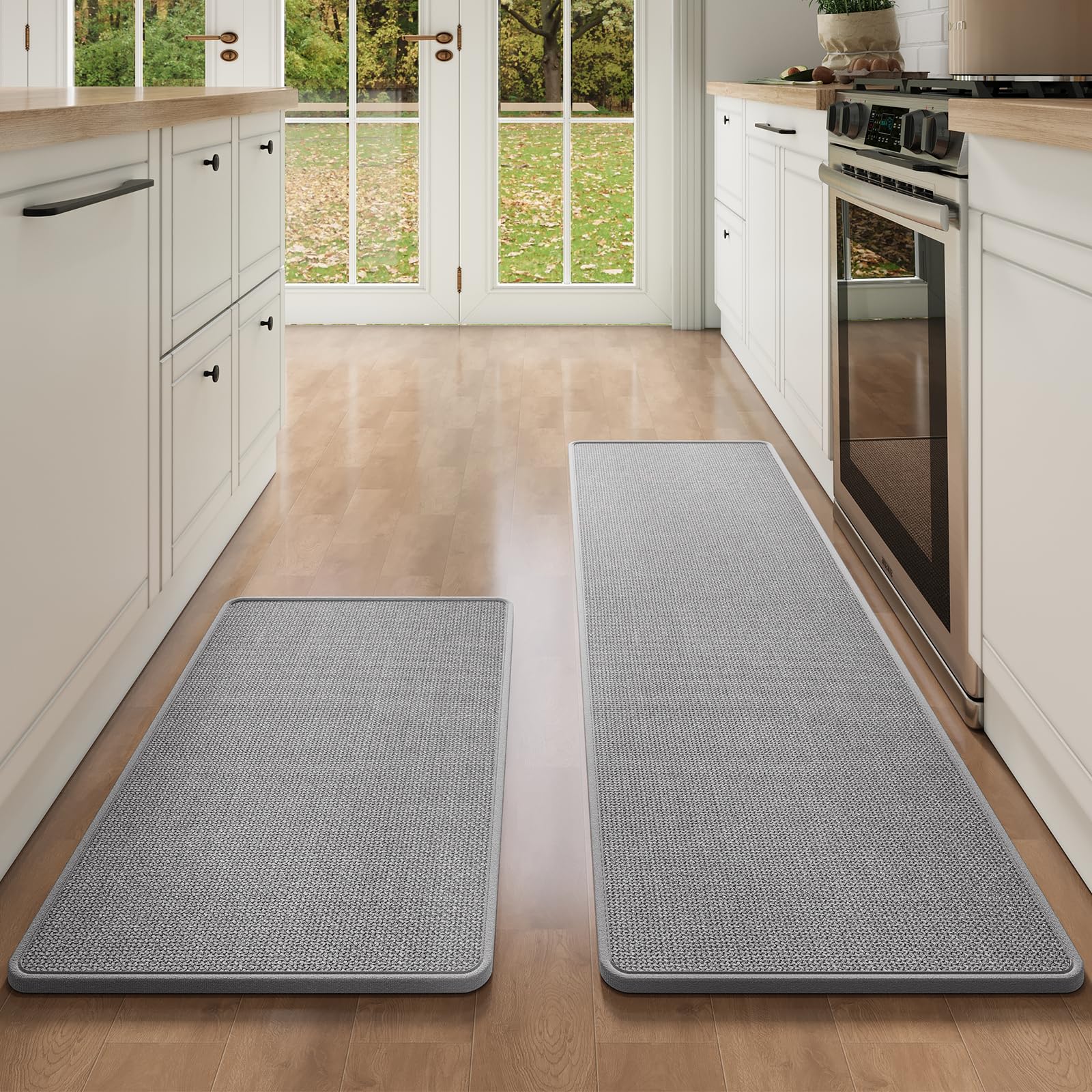 YDKGL Water Absorbent Runner Rugs for Kitchen, Kitchen Mat in Front of Sink, Oil Absorbent Kitchen Mats for Floor,Non-Slip Kitchen Rugs,Durable Kitchen Mats，17x30 Gray Kitchen Rugs,