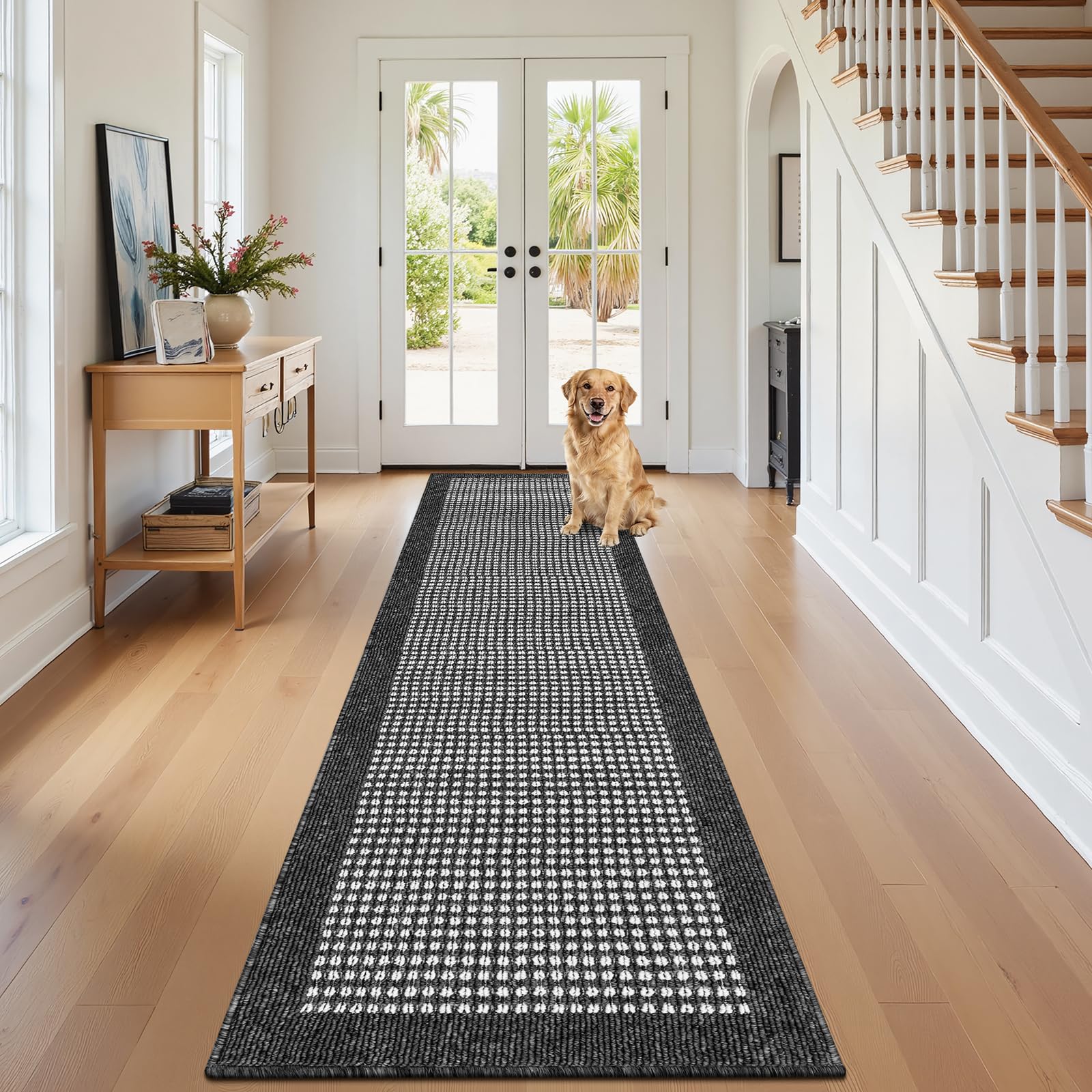 Ileading Indoor Door Mat 3x5ft Absorbent Dog Mats for Muddy Paws,Machine Washable Small Living Room Area Rug with Non-Slip Rubber Backing Low-Profile Inside Carpet for Hallway,Kitchen