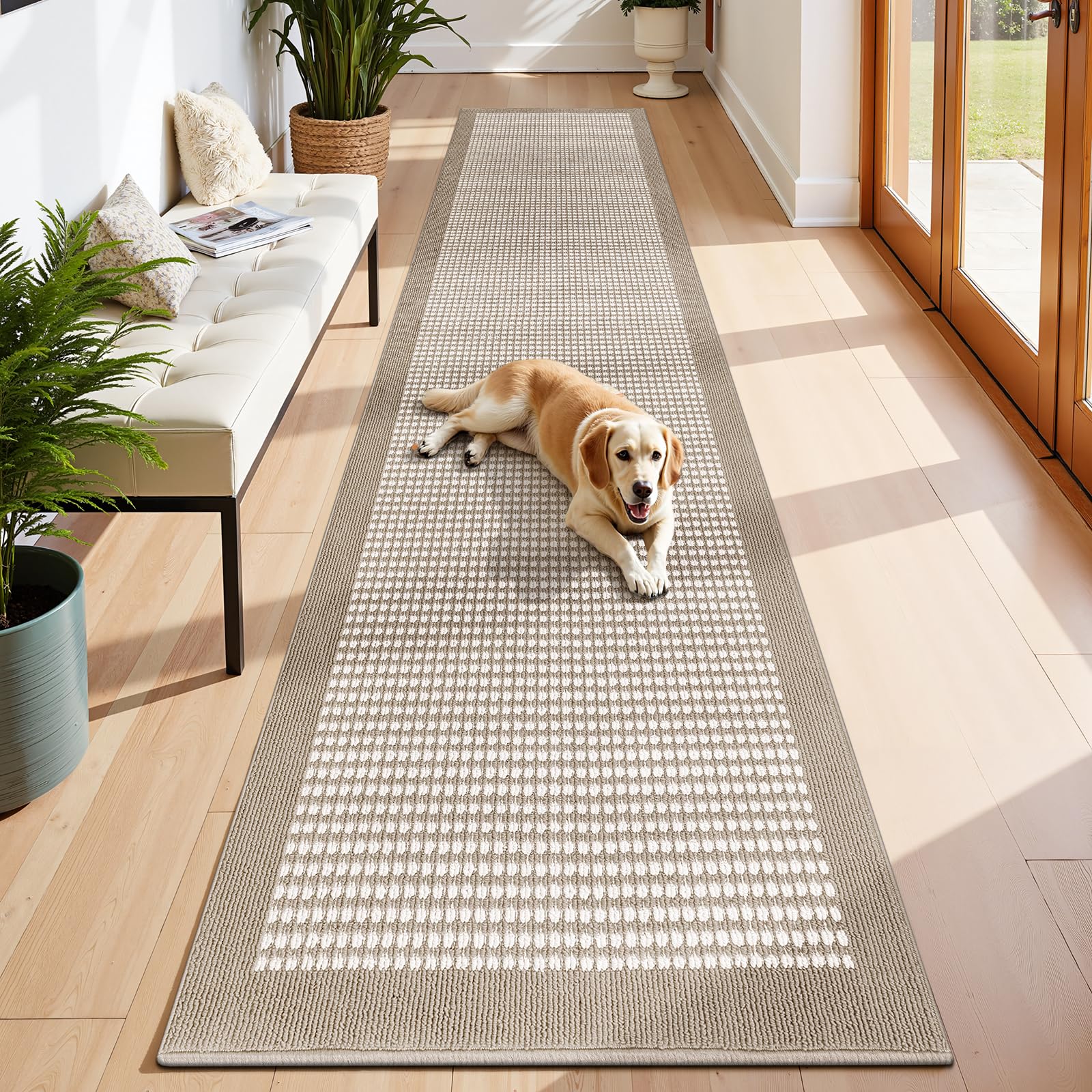 Ileading Indoor Door Mat 3x5ft Absorbent Dog Mats for Muddy Paws,Machine Washable Small Living Room Area Rug with Non-Slip Rubber Backing Low-Profile Inside Carpet for Hallway,Kitchen