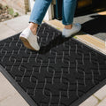 Yimobra Outdoor Mats for Front Door 29.5x17, All-Season Waterproof Doormat Outdoor Entrance, Heavy Duty Non-Slip Outside Door Mat for Garage Patio Proch Entryway Indoor, Black
