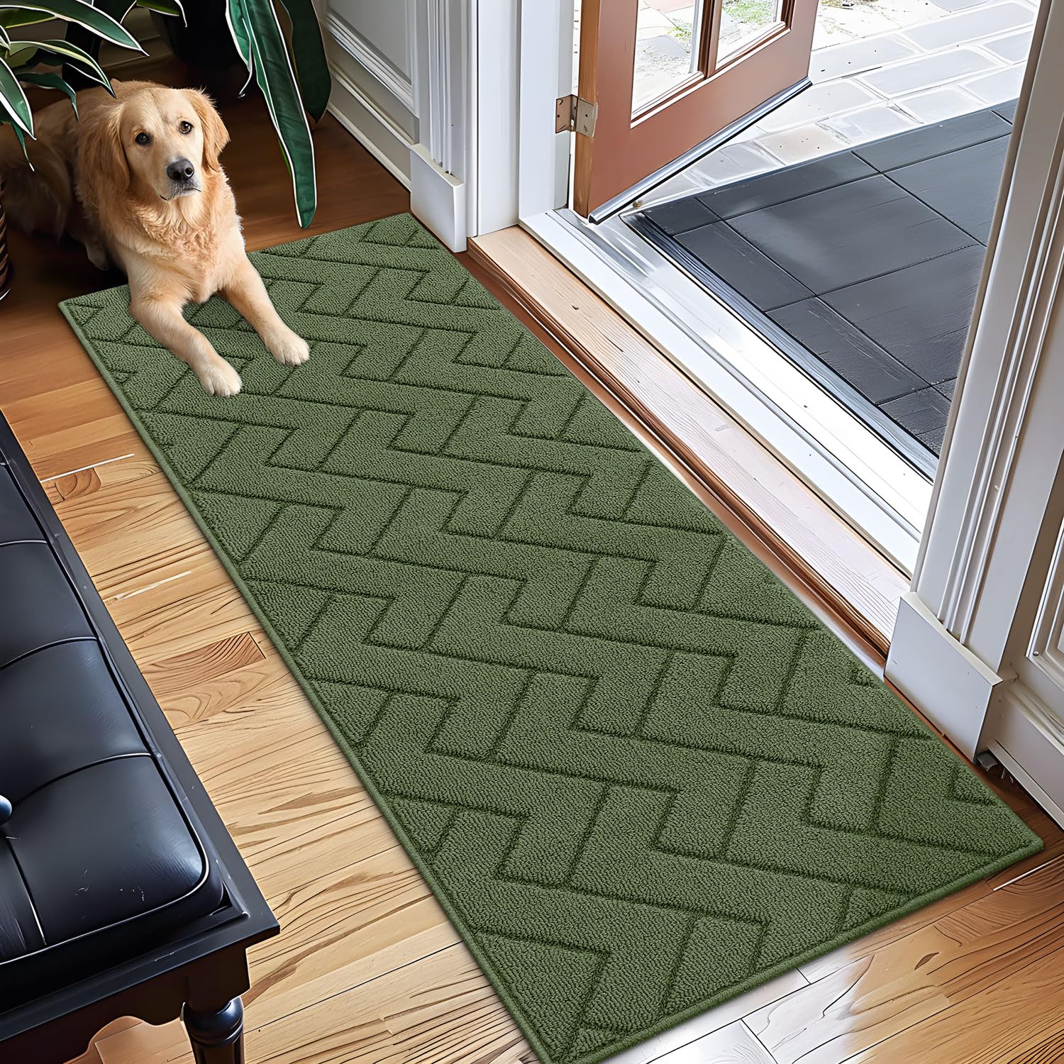 hicorfe Indoor Doormat,Front Back Door Mat Rubber Backing Non Slip Door Mats 24"x35" Absorbent Resist Dirt Entrance Doormat Inside Floor Mats for Entryway Washable Low-Profile (Navy Blue)