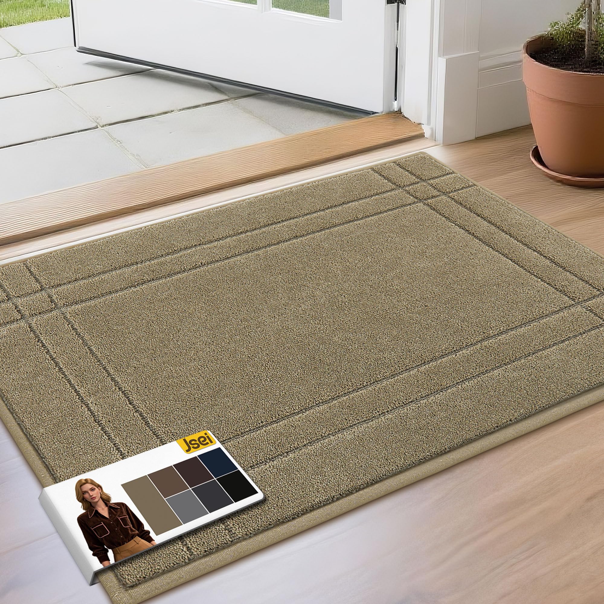 JSEI Entryway Rugs Doormat 32"x48", Non-Slip Dirt Trapper Door Mats Indoor, Washable Absorbent and Stain Resist Welcome Floor Mat for Front Door, Dog Door Mat, Dirty Wet Shoes & Paws, Navy Blue