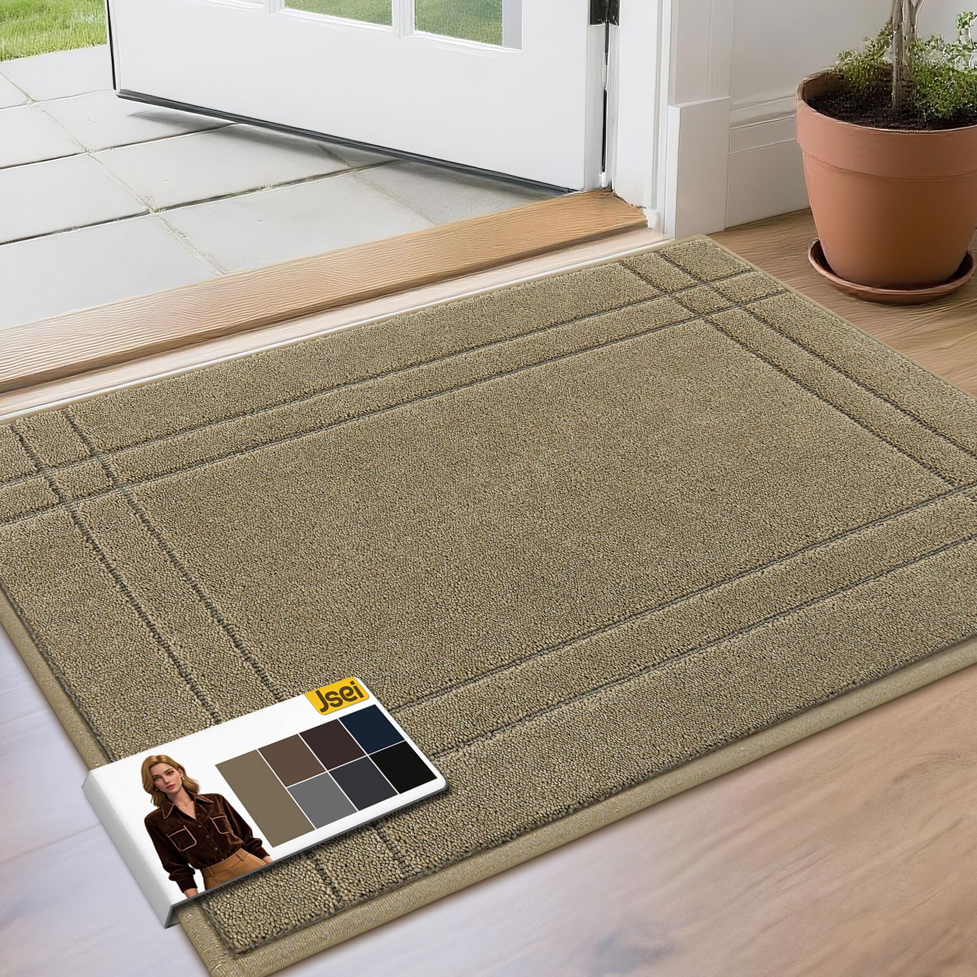 JSEI Entryway Rugs Doormat 32"x48", Non-Slip Dirt Trapper Door Mats Indoor, Washable Absorbent and Stain Resist Welcome Floor Mat for Front Door, Dog Door Mat, Dirty Wet Shoes & Paws, Navy Blue