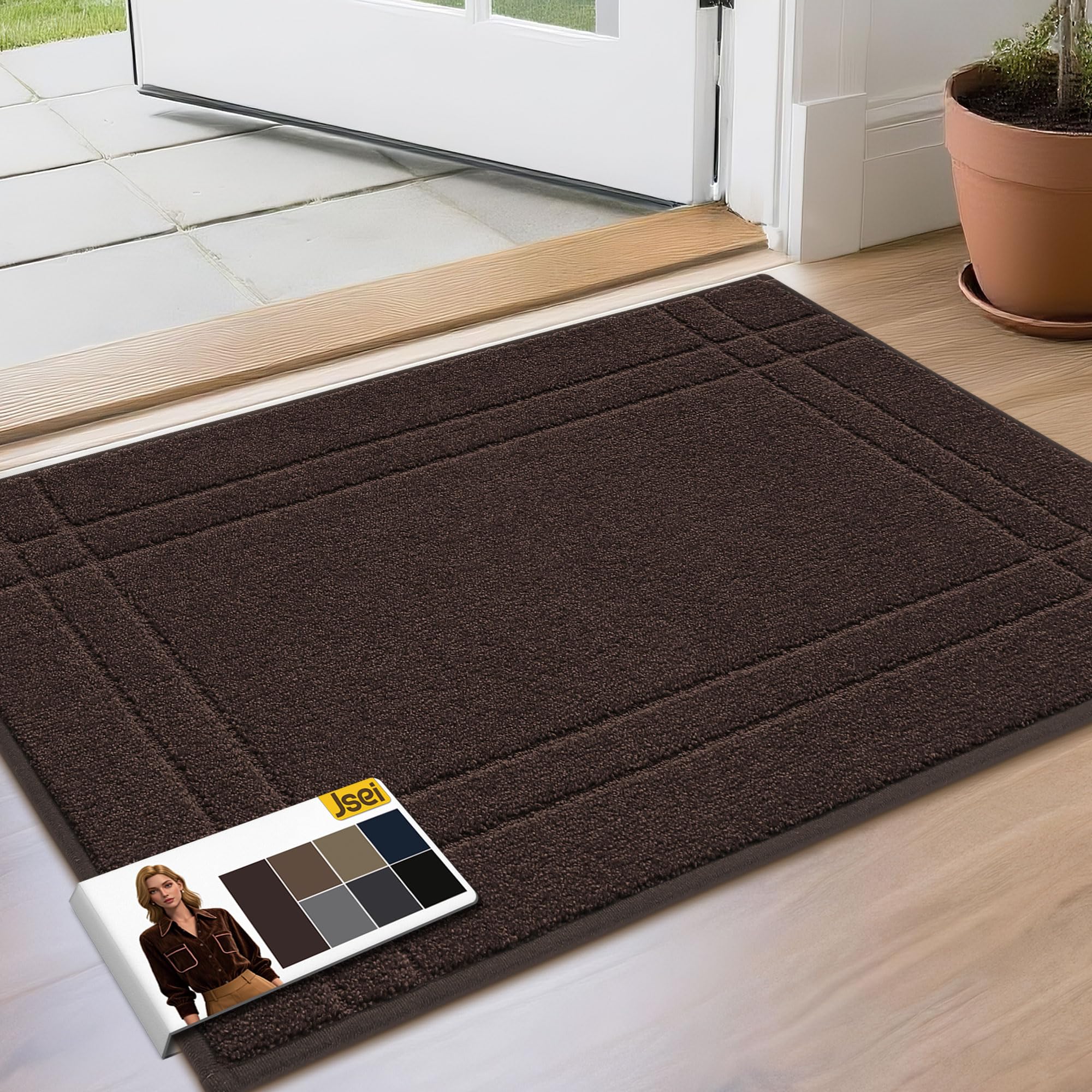 JSEI Entryway Rugs Doormat 32"x48", Non-Slip Dirt Trapper Door Mats Indoor, Washable Absorbent and Stain Resist Welcome Floor Mat for Front Door, Dog Door Mat, Dirty Wet Shoes & Paws, Navy Blue