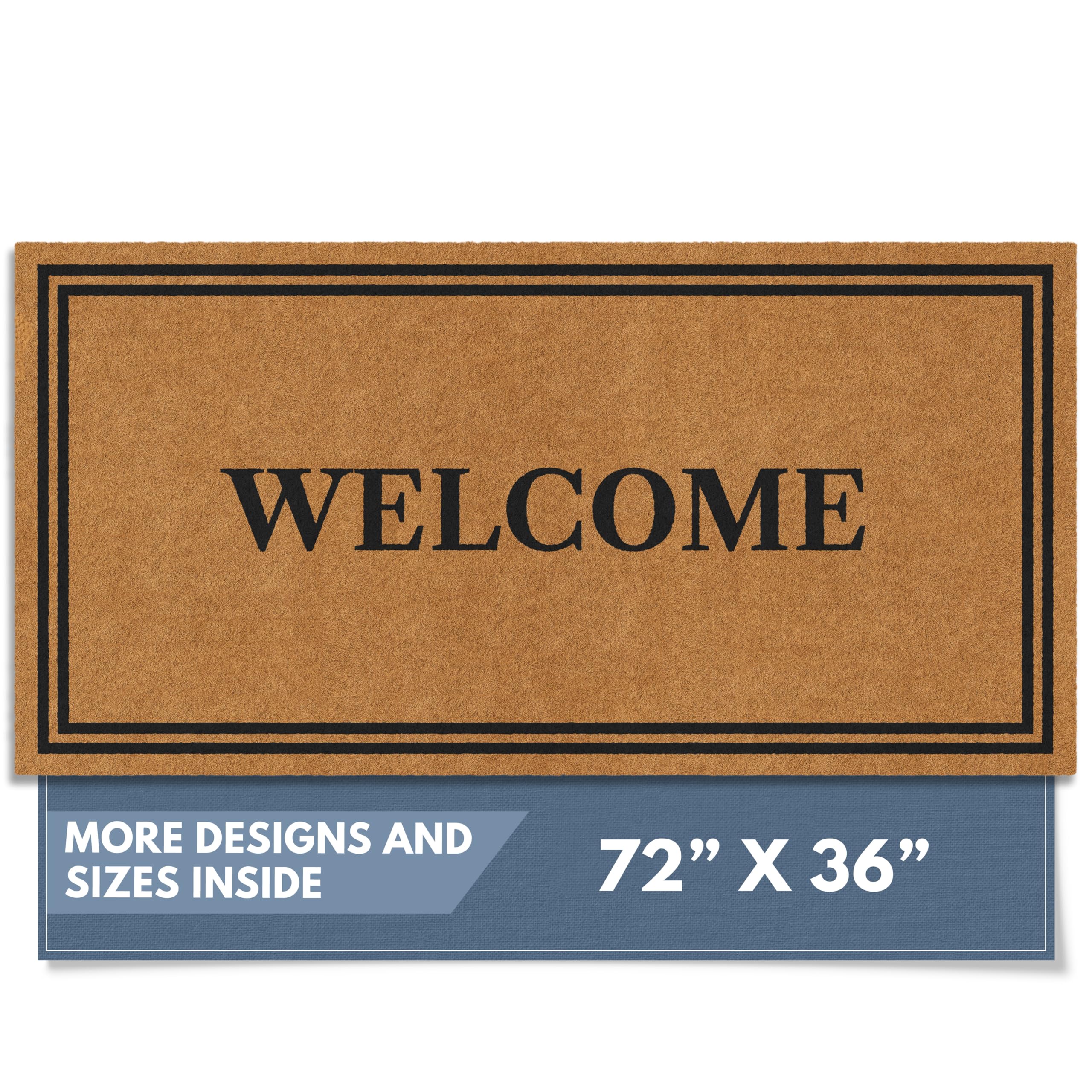 Barnyard Designs Natural Coco Coir Heavy Duty Backing Doormat - Large Cute Non-Slip Front Door Welcome Mat for Outside Entrance or Porch Entry, Brown (17x30, Paws)