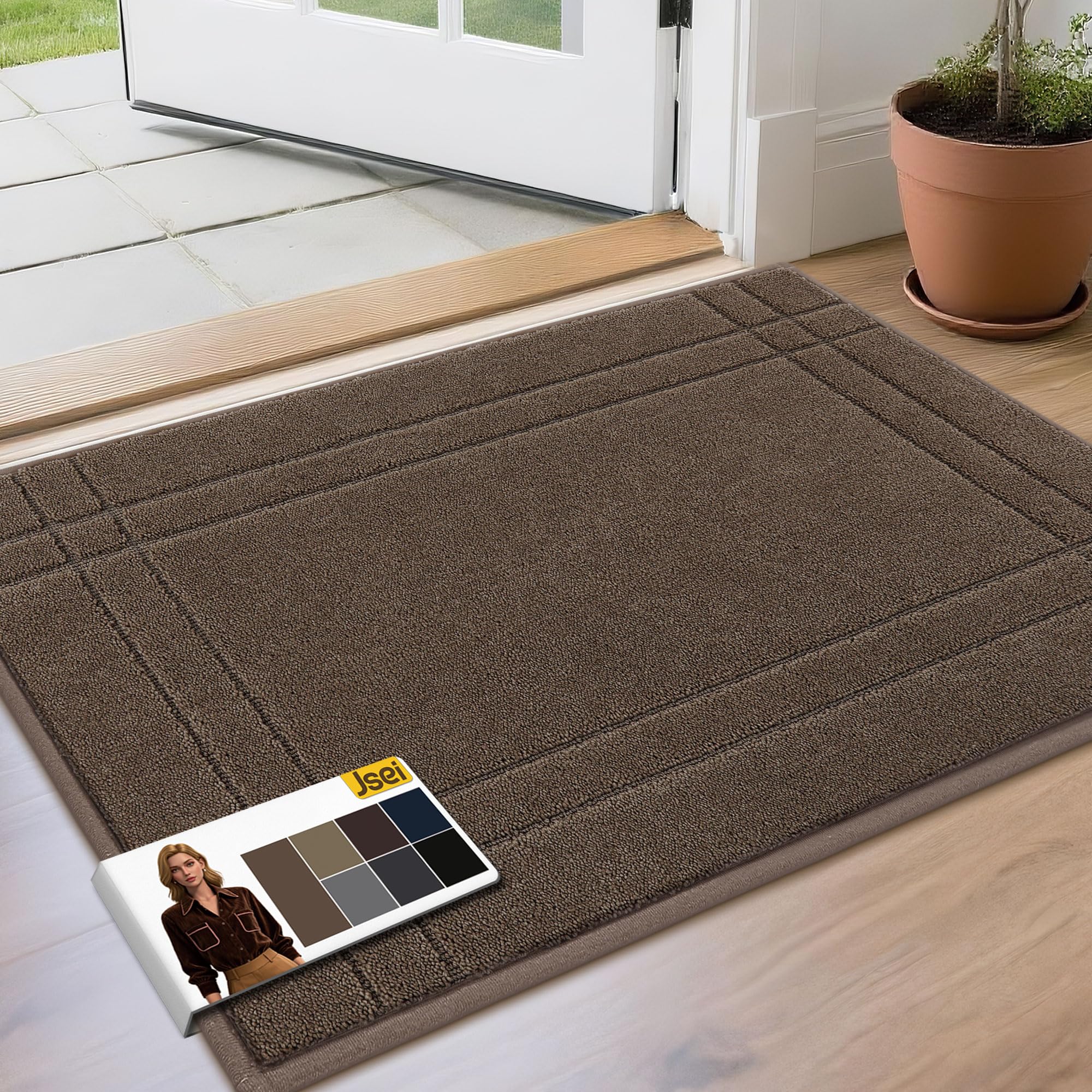 JSEI Entryway Rugs Doormat 32"x48", Non-Slip Dirt Trapper Door Mats Indoor, Washable Absorbent and Stain Resist Welcome Floor Mat for Front Door, Dog Door Mat, Dirty Wet Shoes & Paws, Navy Blue