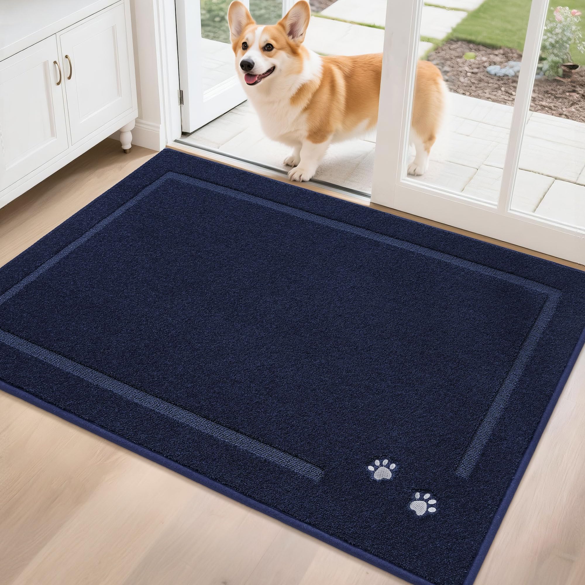 BEQHAUSE Dog Door Mat for Mud Paws Dirt Trapper Doormat Non-Slip Entryway Rugs Absorbent Welcome Mat Washable Indoor Floor Mat Low-Profile for Front Door, 32" x 48", Brown