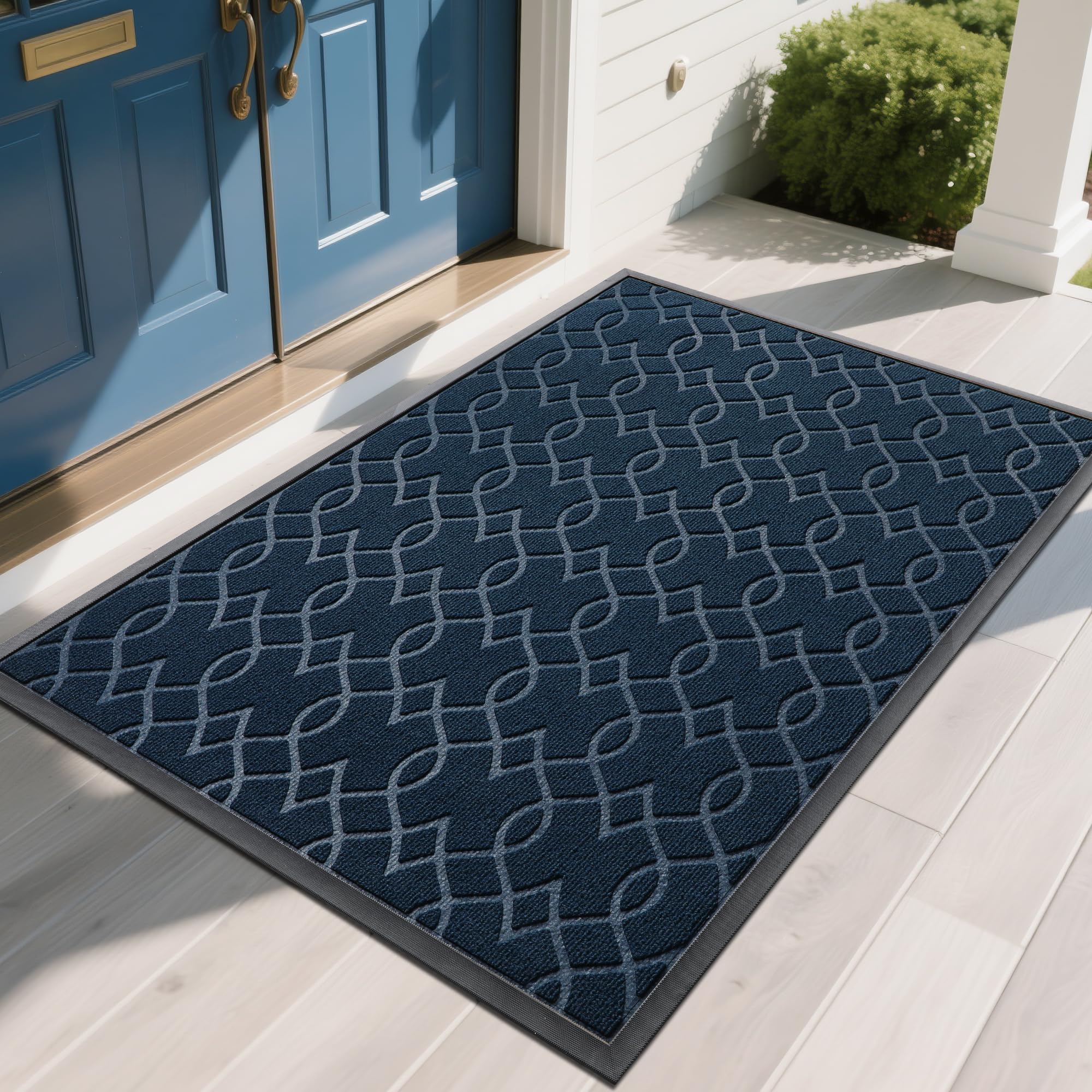 Yimobra Outdoor Mats for Front Door 29.5x17, All-Season Waterproof Doormat Outdoor Entrance, Heavy Duty Non-Slip Outside Door Mat for Garage Patio Proch Entryway Indoor, Black