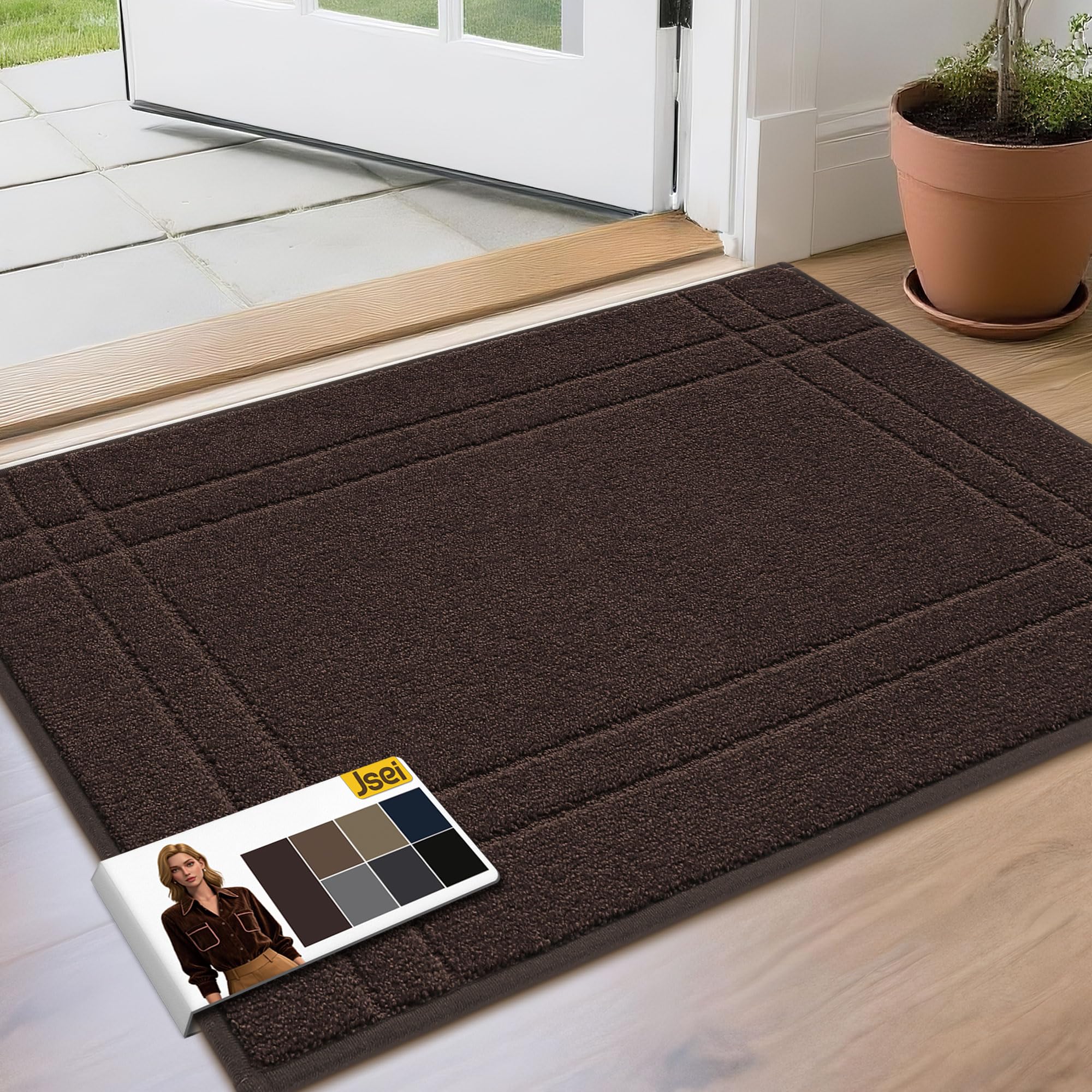 JSEI Entryway Rugs Doormat 32"x48", Non-Slip Dirt Trapper Door Mats Indoor, Washable Absorbent and Stain Resist Welcome Floor Mat for Front Door, Dog Door Mat, Dirty Wet Shoes & Paws, Navy Blue