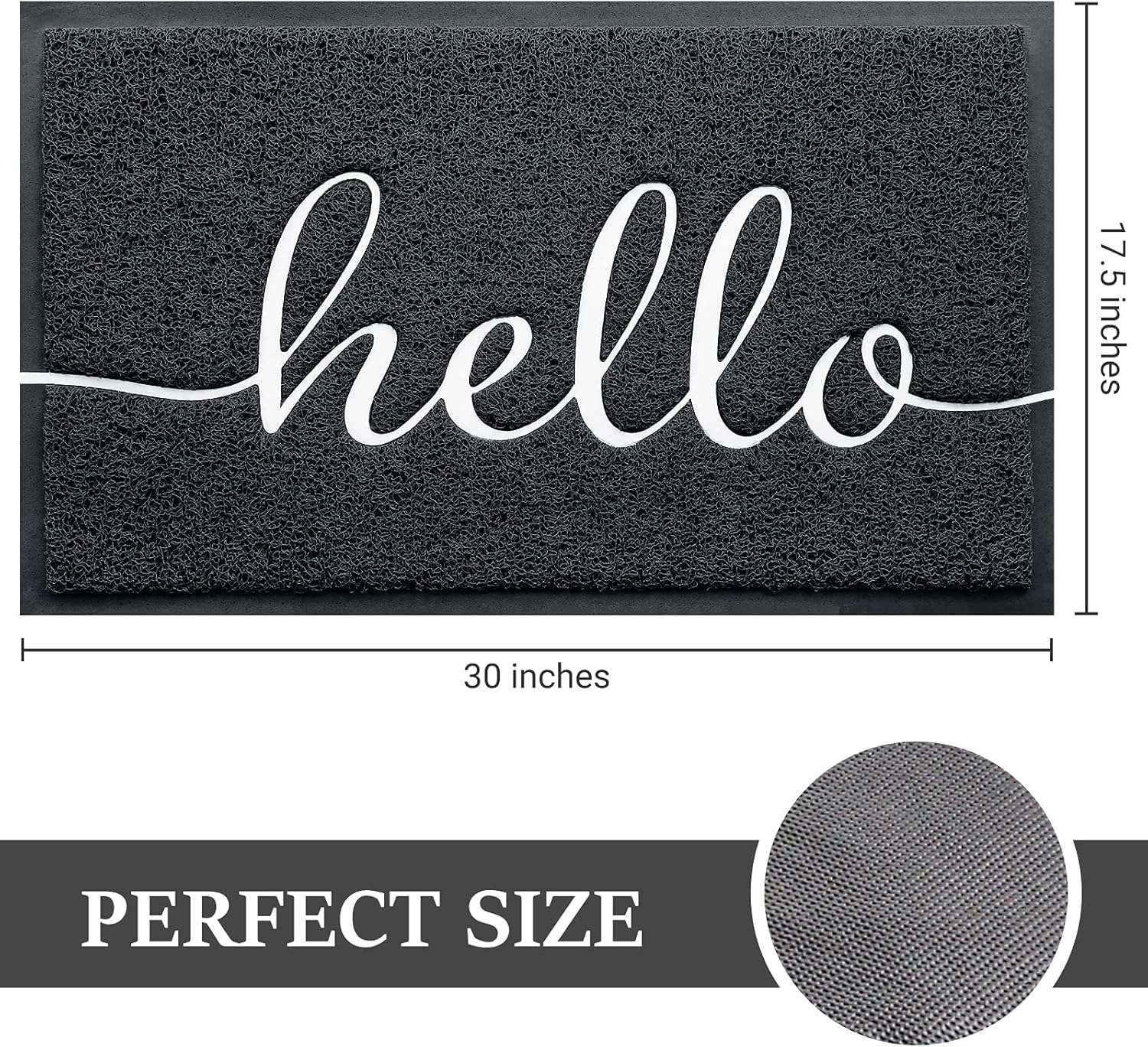 BeneathYourFeet Door Mat (30"x17.5",Black), Welcome Mat Low Profile Front Doormat Floor Mat Non Slip Rugs for Entryway, Patio, High Traffic Areas