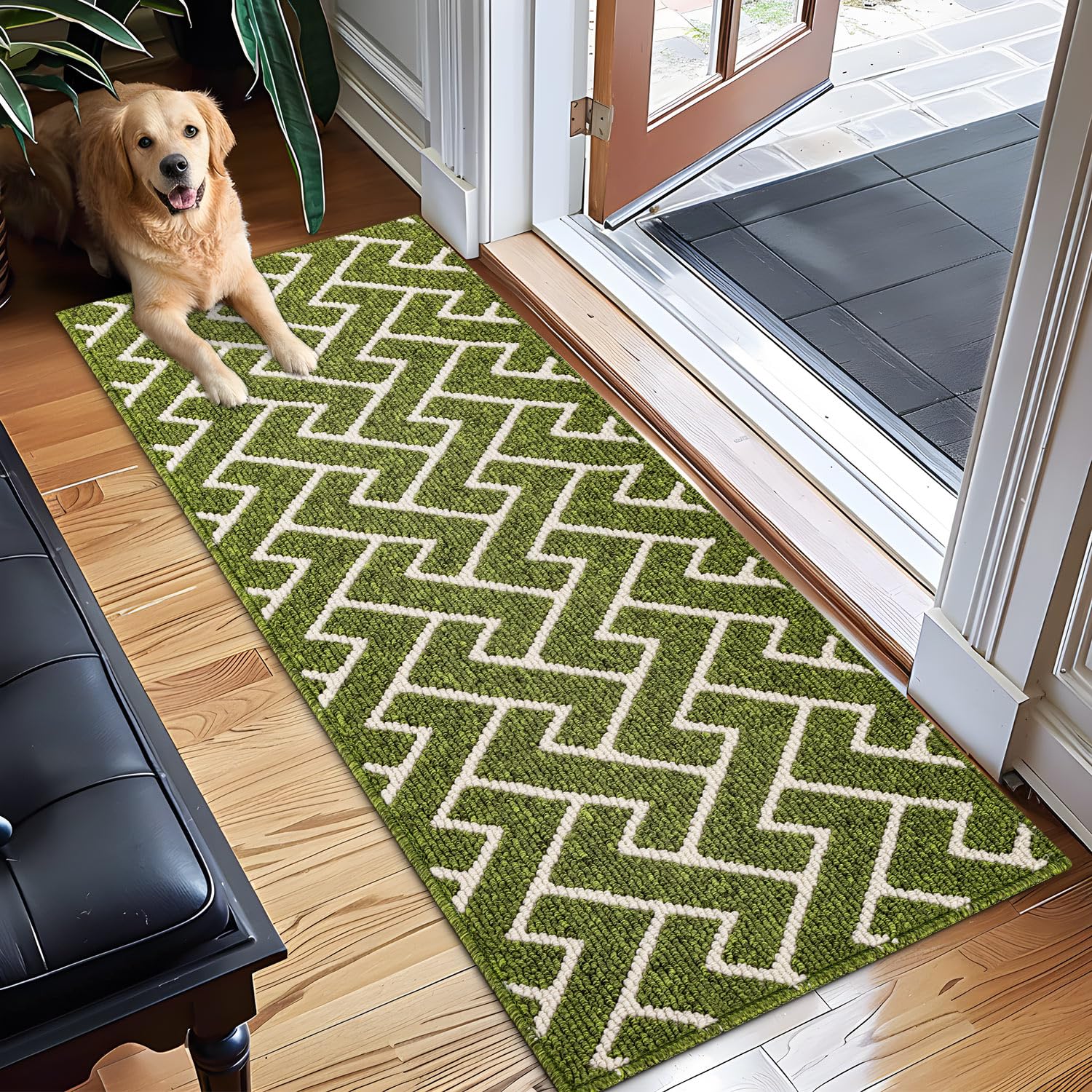 hicorfe Indoor Doormat,Front Back Door Mat Rubber Backing Non Slip Door Mats 24"x35" Absorbent Resist Dirt Entrance Doormat Inside Floor Mats for Entryway Washable Low-Profile (Navy Blue)