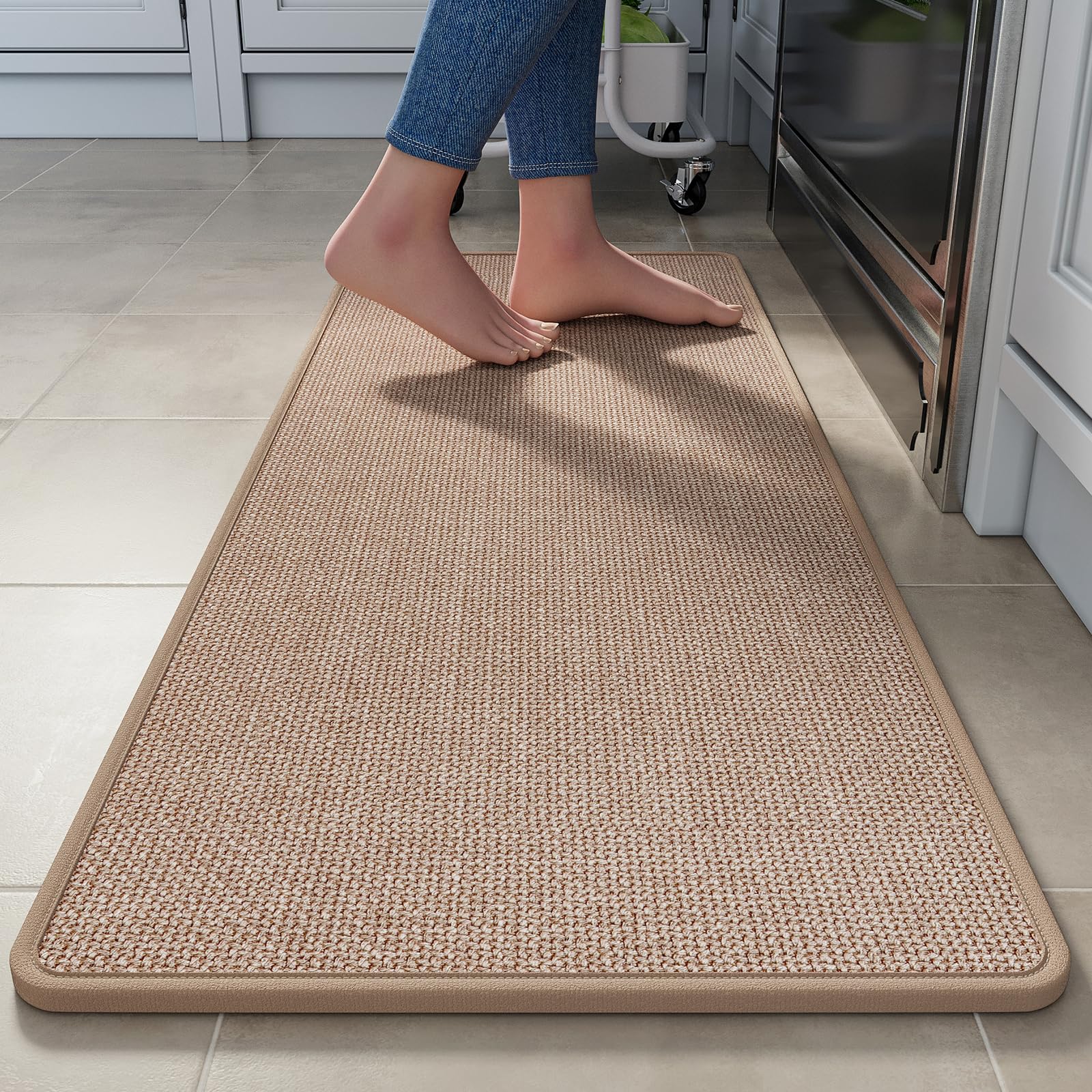 YDKGL Water Absorbent Runner Rugs for Kitchen, Kitchen Mat in Front of Sink, Oil Absorbent Kitchen Mats for Floor,Non-Slip Kitchen Rugs,Durable Kitchen Mats，17x30 Gray Kitchen Rugs,