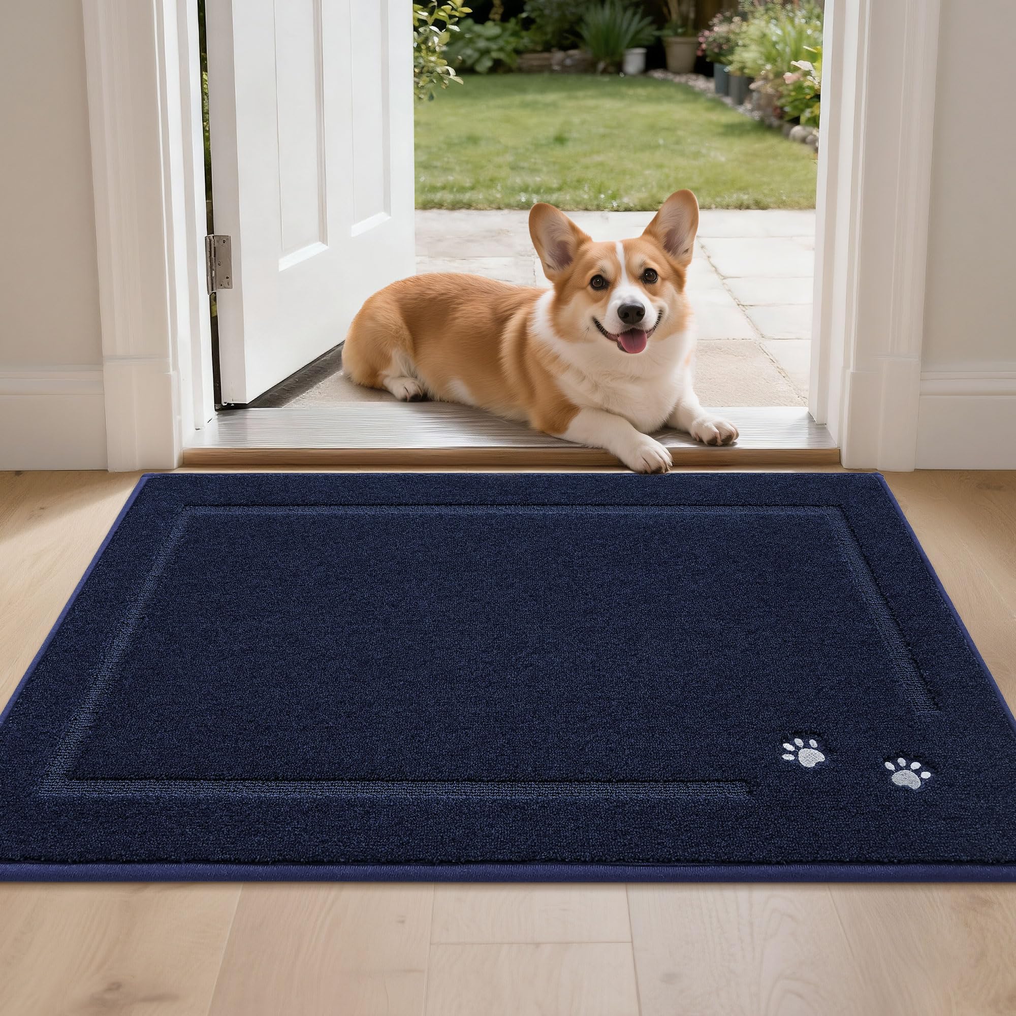 BEQHAUSE Dog Door Mat for Mud Paws Dirt Trapper Doormat Non-Slip Entryway Rugs Absorbent Welcome Mat Washable Indoor Floor Mat Low-Profile for Front Door, 32" x 48", Brown